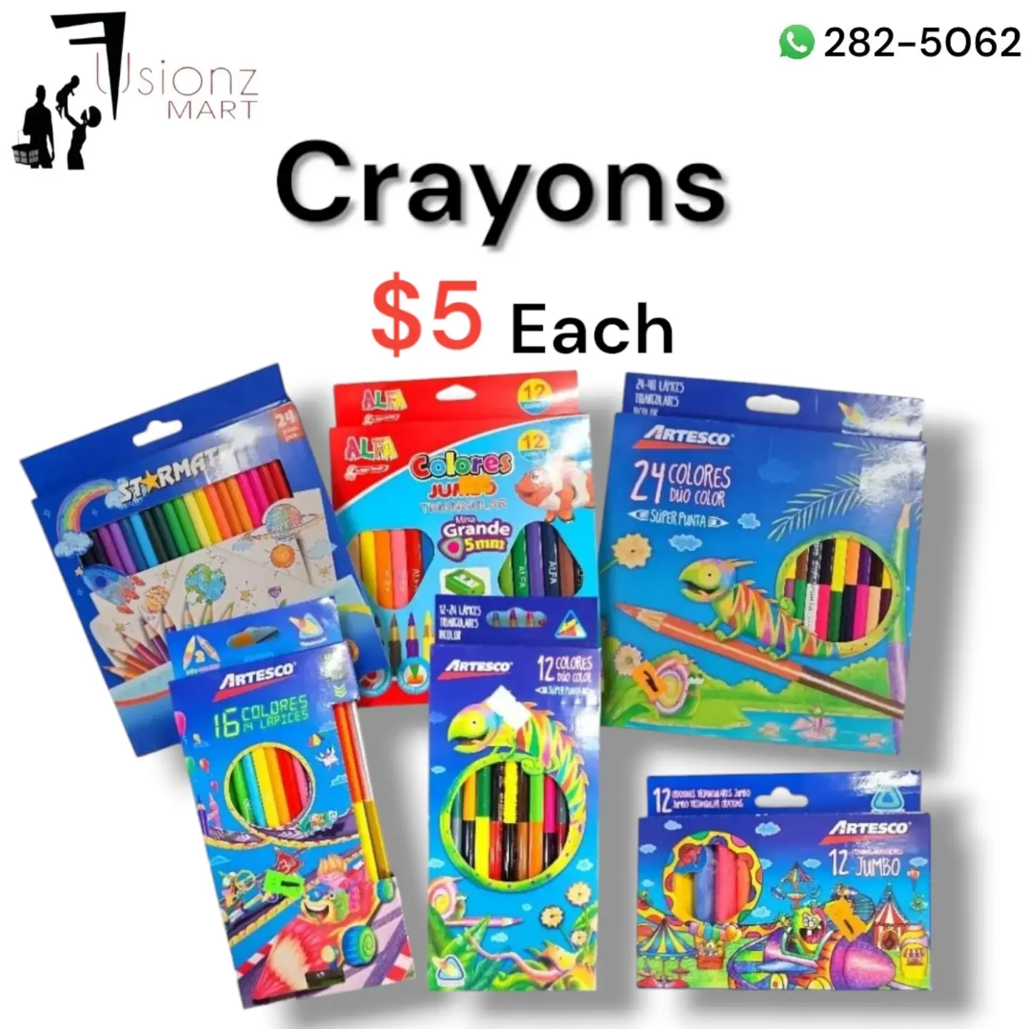 Stationery Items Available at Fusionz Mart – Correction Pen $2, Brush Markers $10, Modeling Clay $5