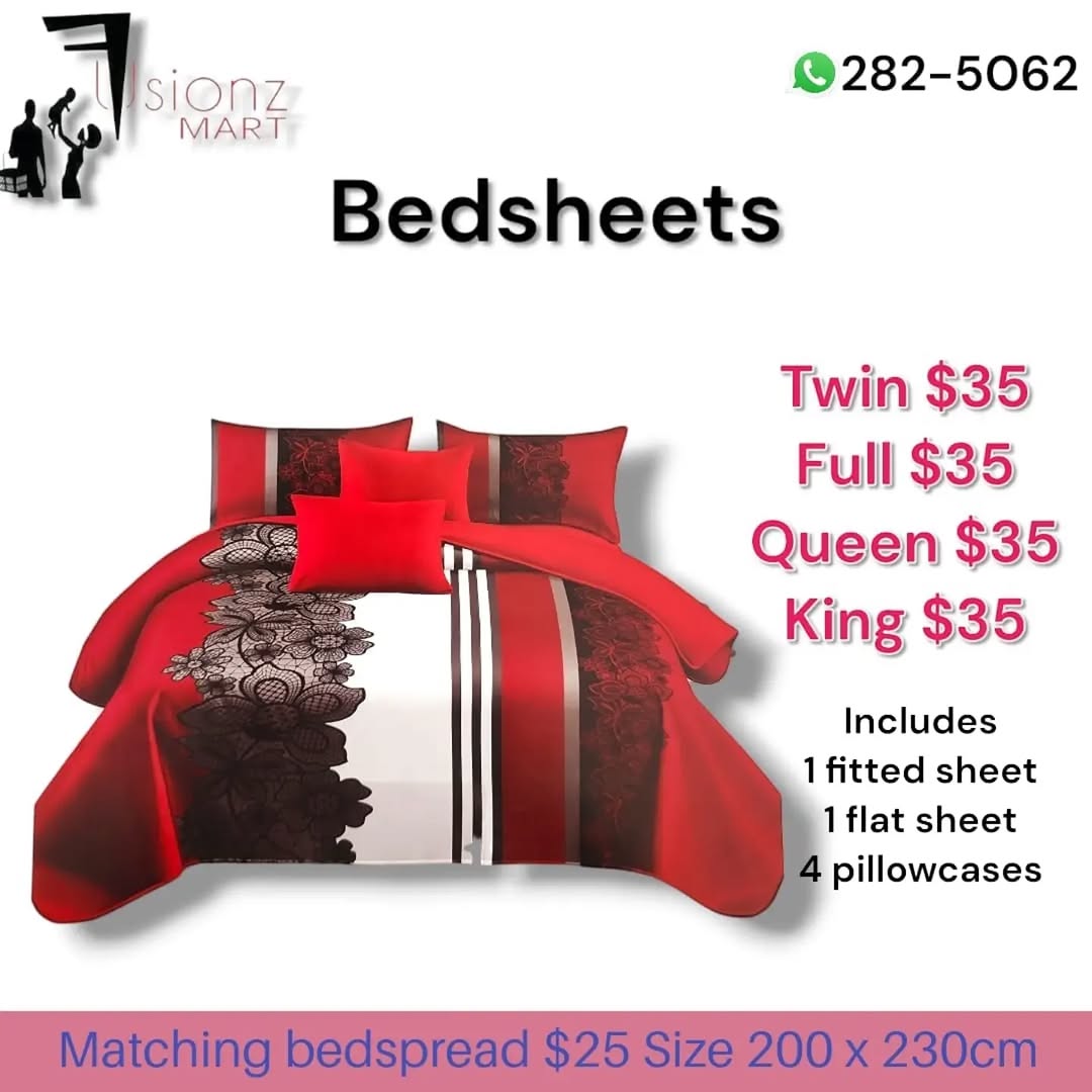 Bedsheets Set $35 All Sizes + Matching Bedspread $25 at Fusionz Mart