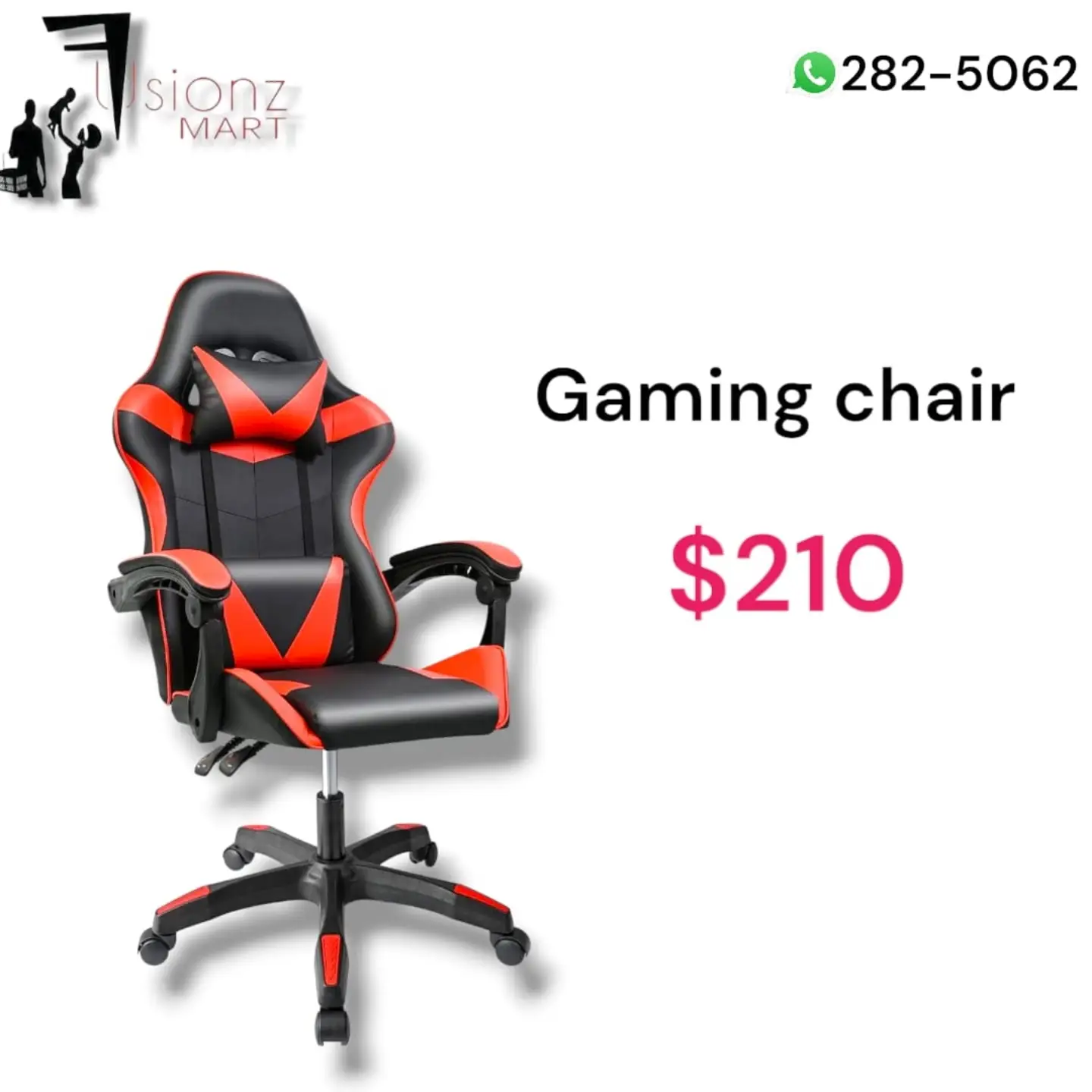 Chairs Available at Fusionz Mart – Metal Reclining Folding Chair $120, Elegant Bar Stool $200, Gaming Chair $210