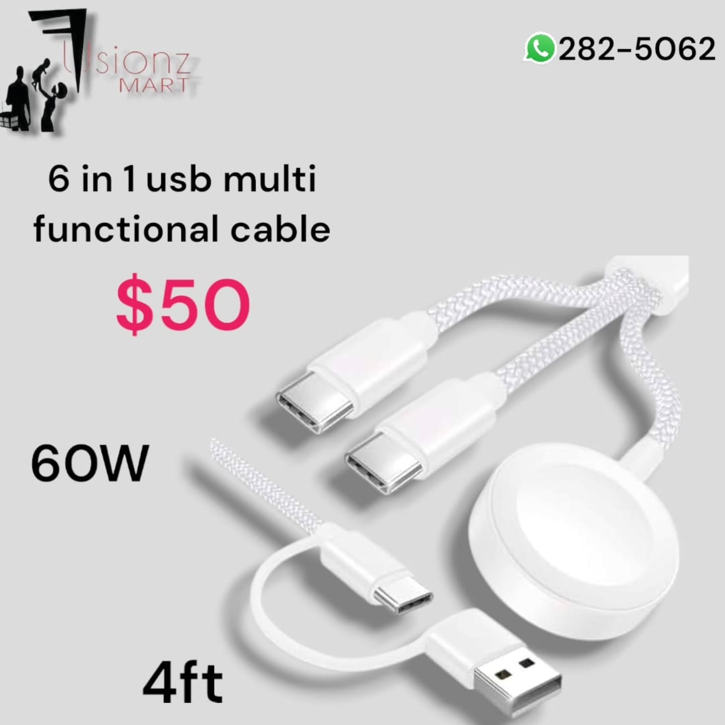 Fusionz Mart USB Cables – 6-in-1, Braided USB-C to Lightning & Lanyard 4-in-1 from $20