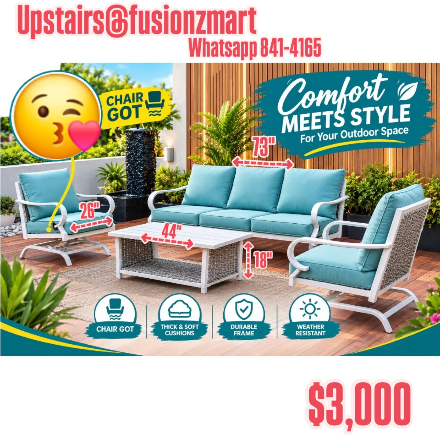 Patio Sets Available at Fusionz Mart – Multiple Styles & Prices
