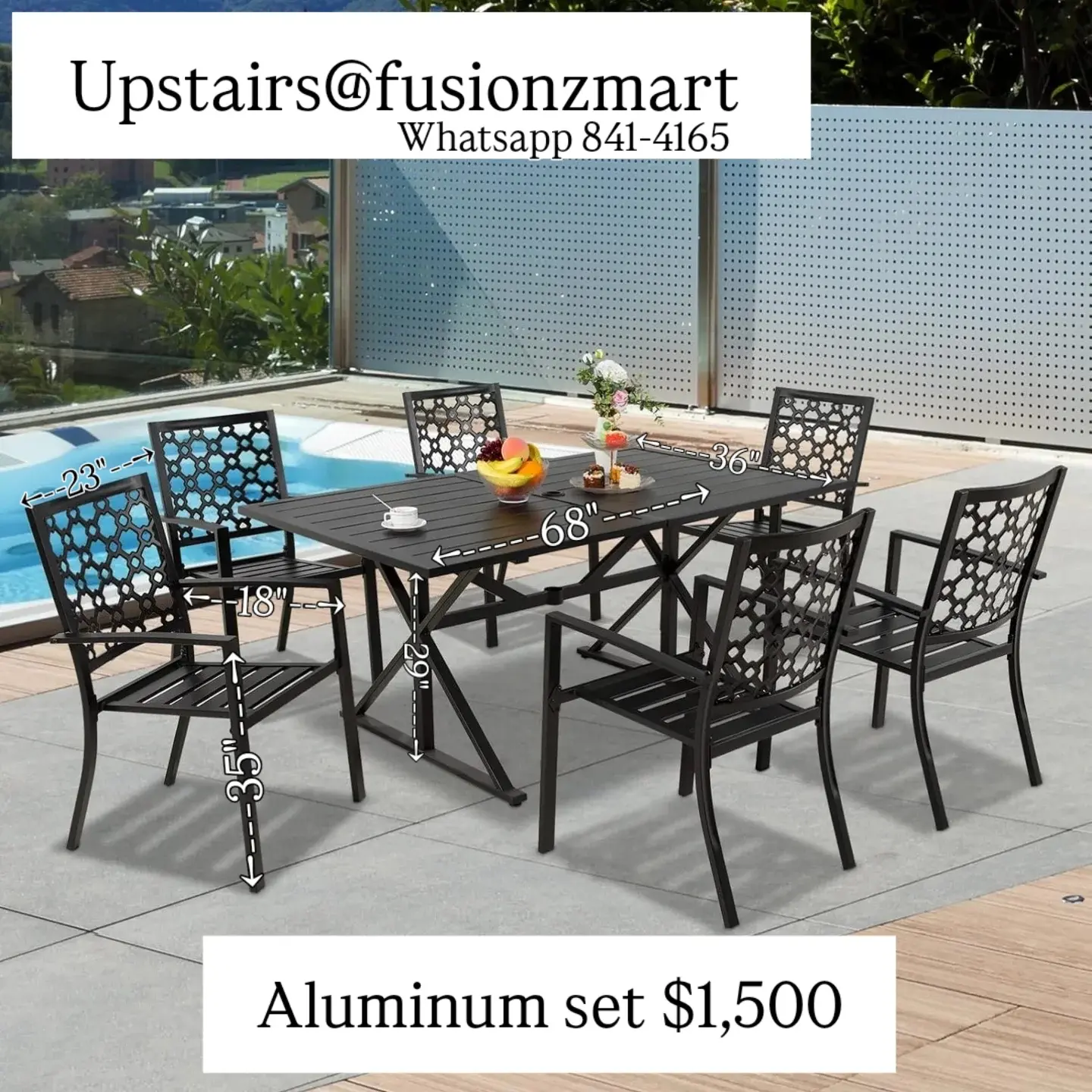 Fusionz Mart Outdoor Furniture – Swing Chair $350, Patio Set $799, Aluminum Set $1,500