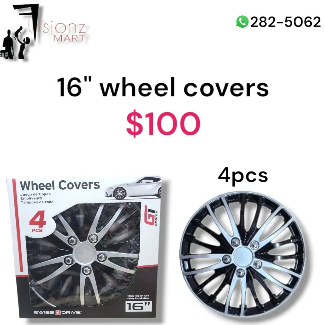 16" Wheel Covers – Set of 4 for $100 at Fusionz Mart