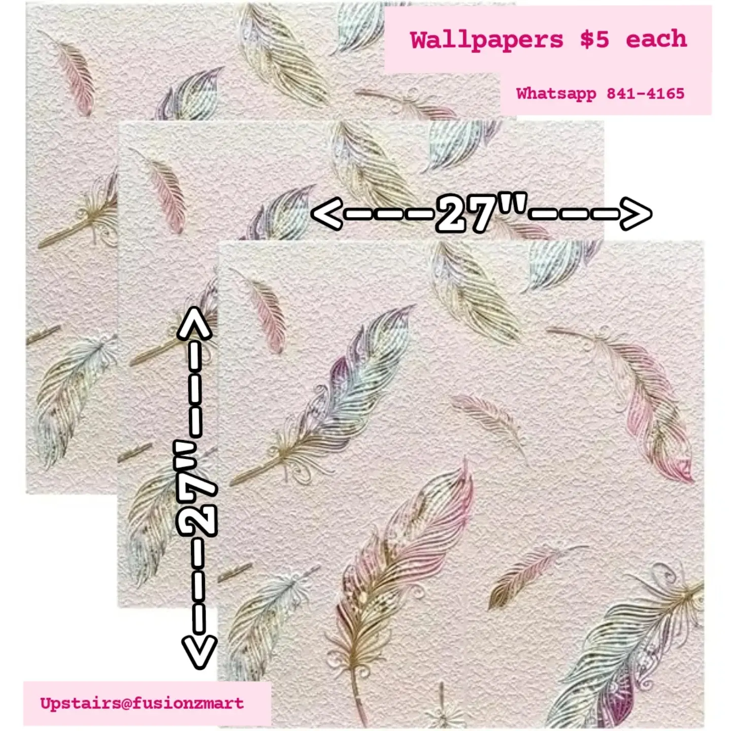 Peel & Stick Wallpapers – 24"×24" at $5 Each at Fusionz Mart