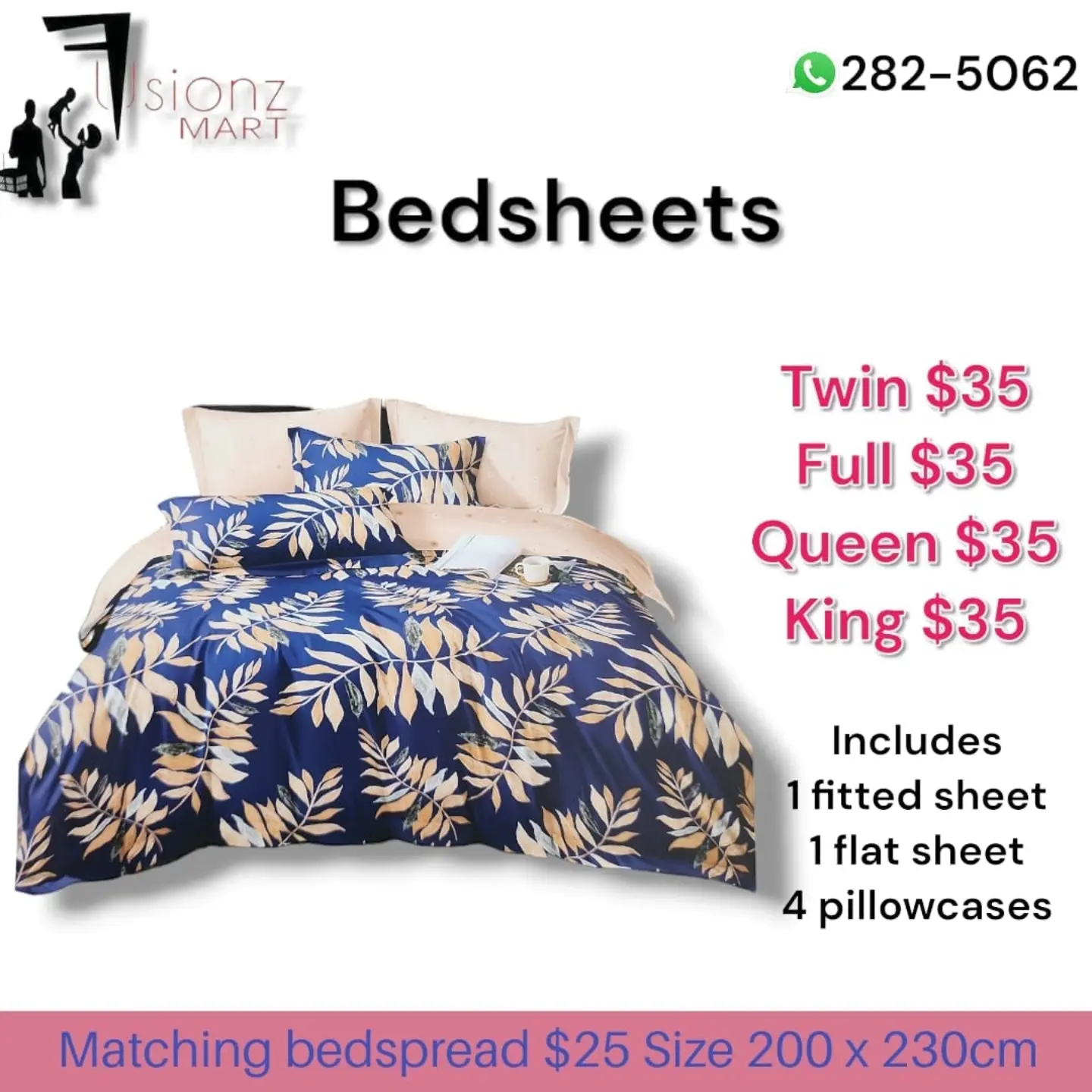 Bedsheets from $35 – All Sizes Same Price at Fusionz Mart