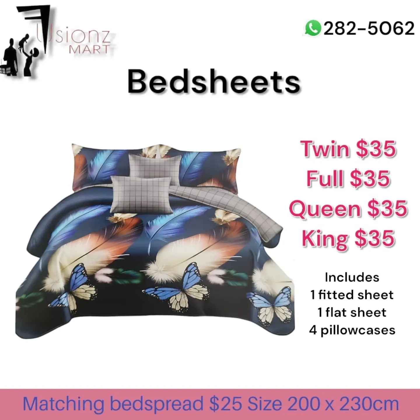 Bedsheets Set $35 – All Sizes (Twin, Full, Queen, King) at Fusionz Mart