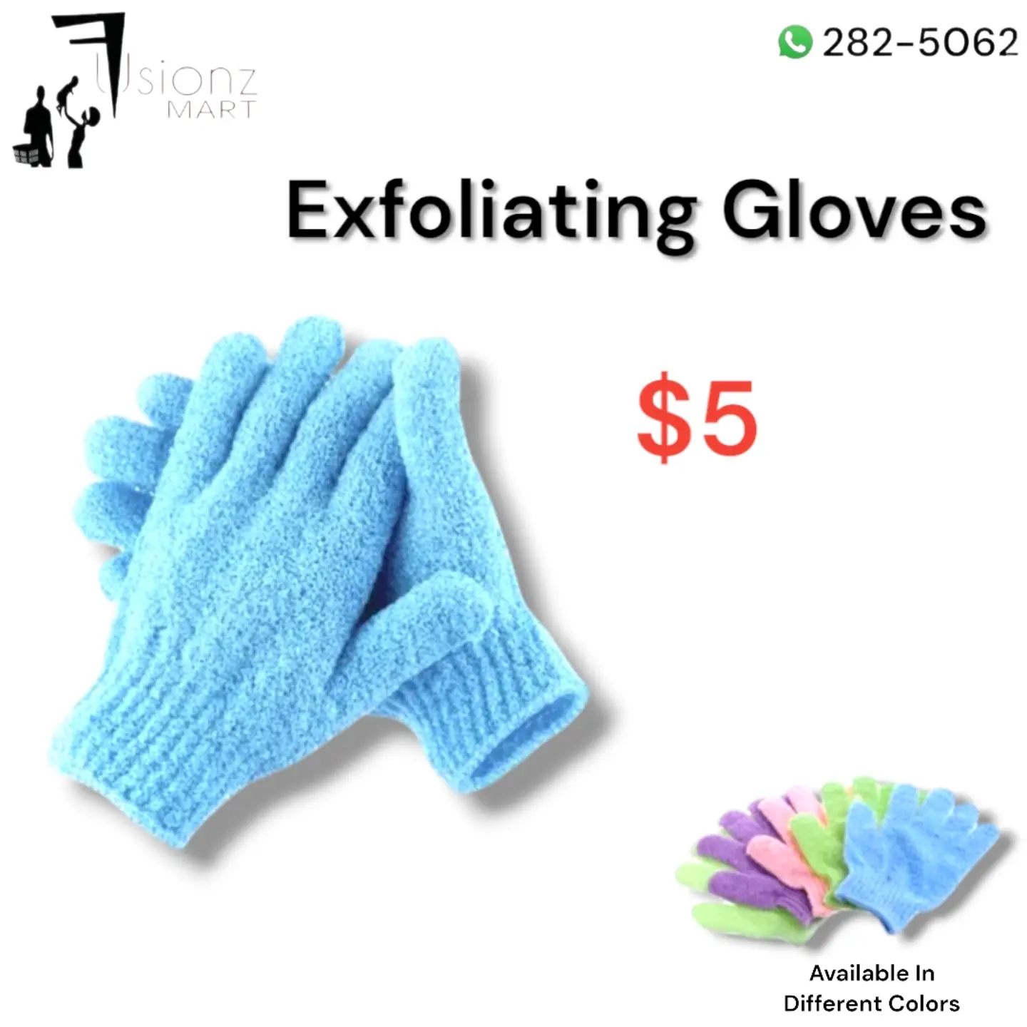 Fusionz Mart Beauty Essentials – Exfoliating Gloves $5, Hair Ties $1, Bobby Pins $1