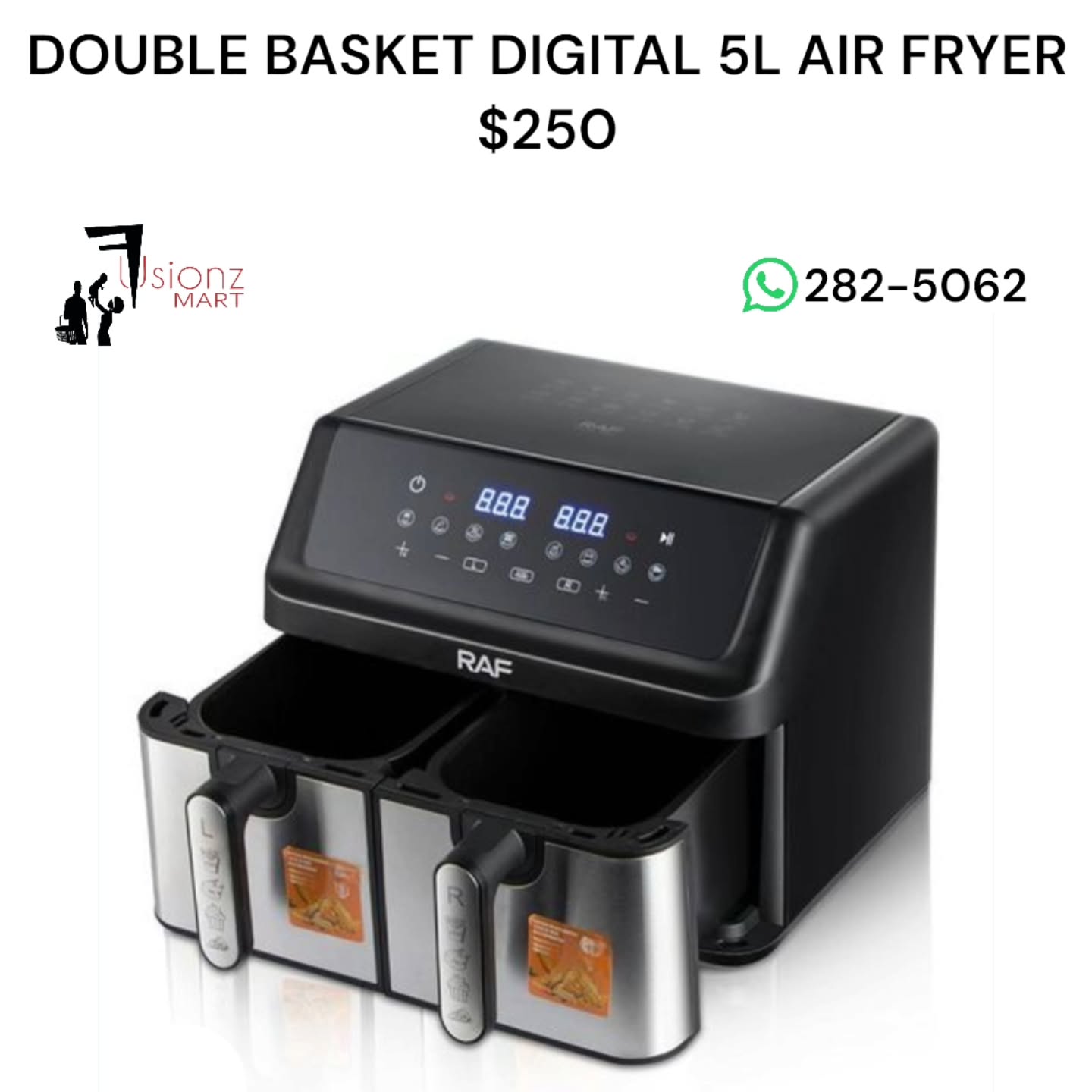 RAF Air Fryer Range – 3L at $125, 5L at $145, Double Basket Digital 5L at $250