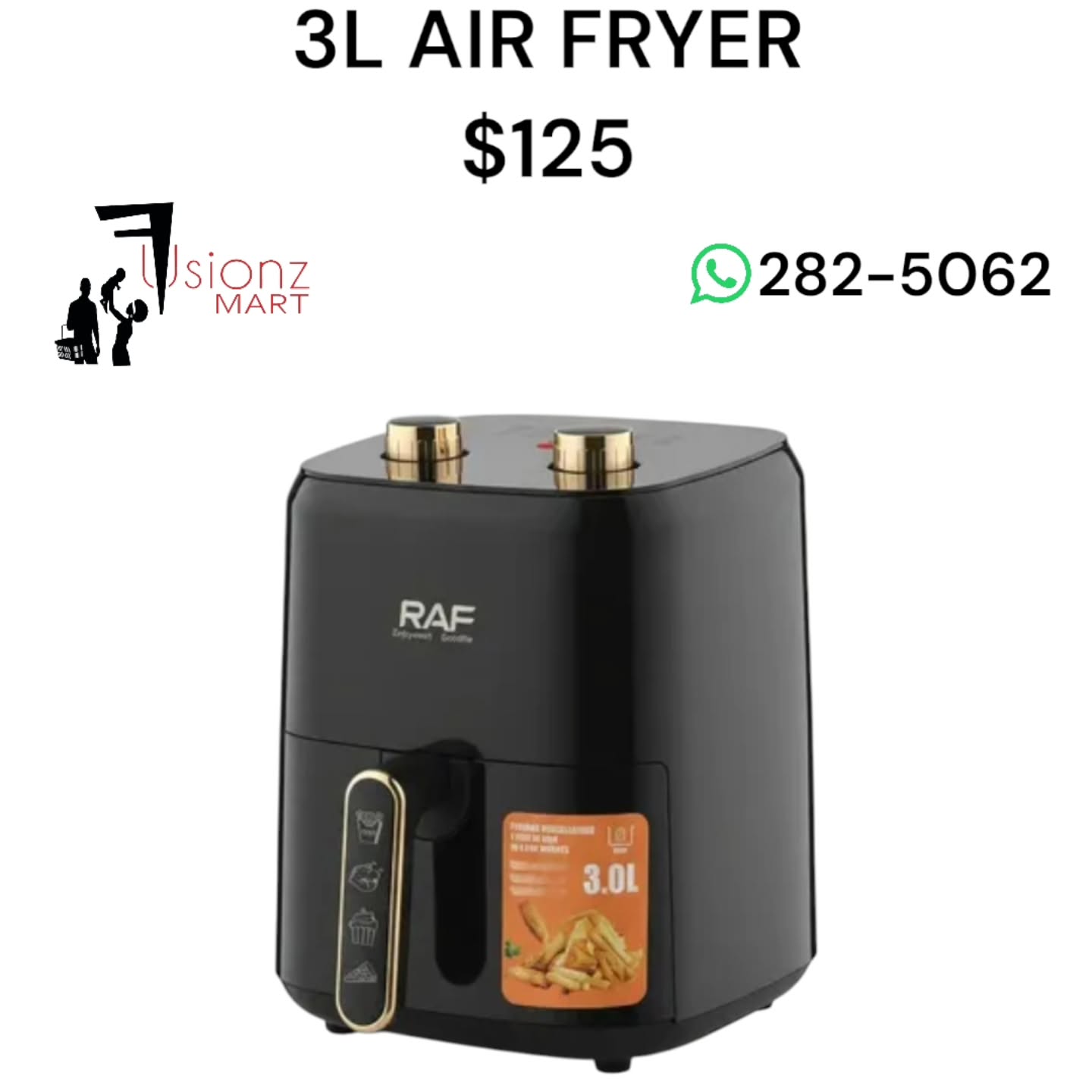 RAF Air Fryer Range – 3L at $125, 5L at $145, Double Basket Digital 5L at $250
