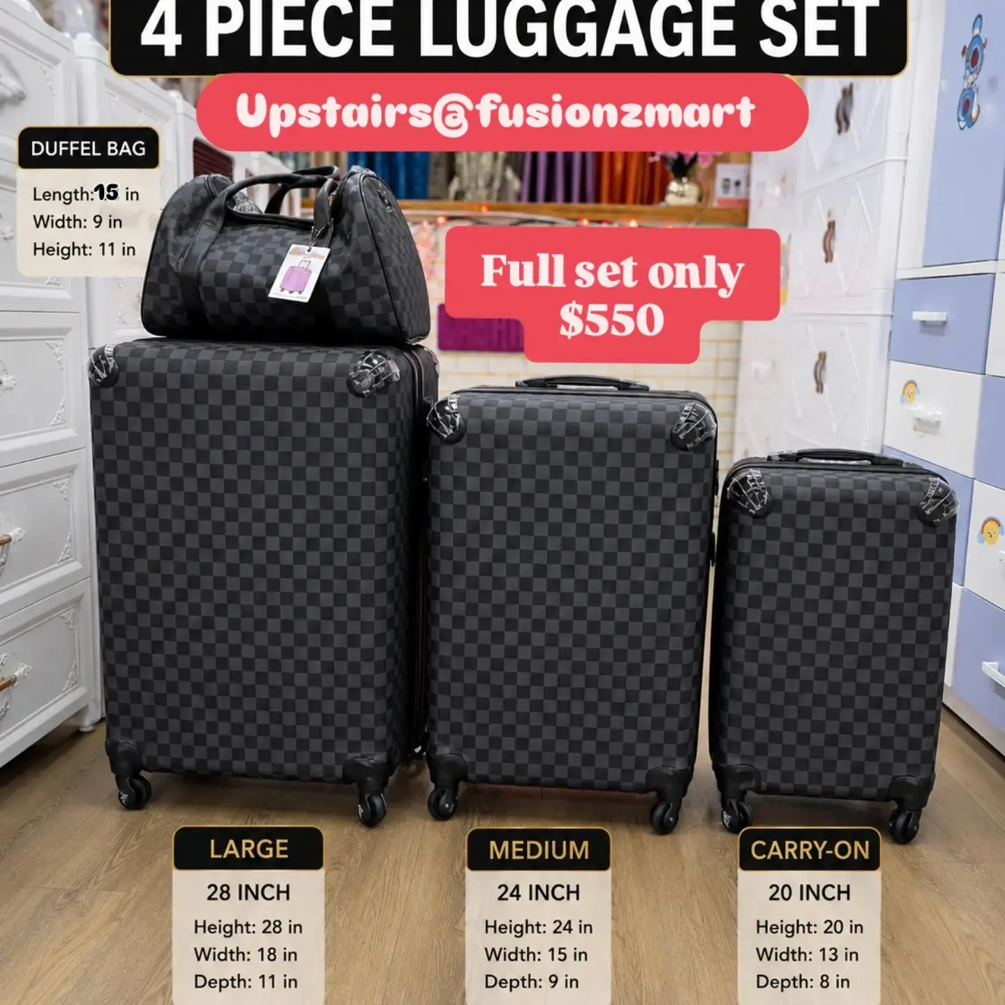 4 Piece Luggage Set – Full Set Only $550 at Fusionz Mart