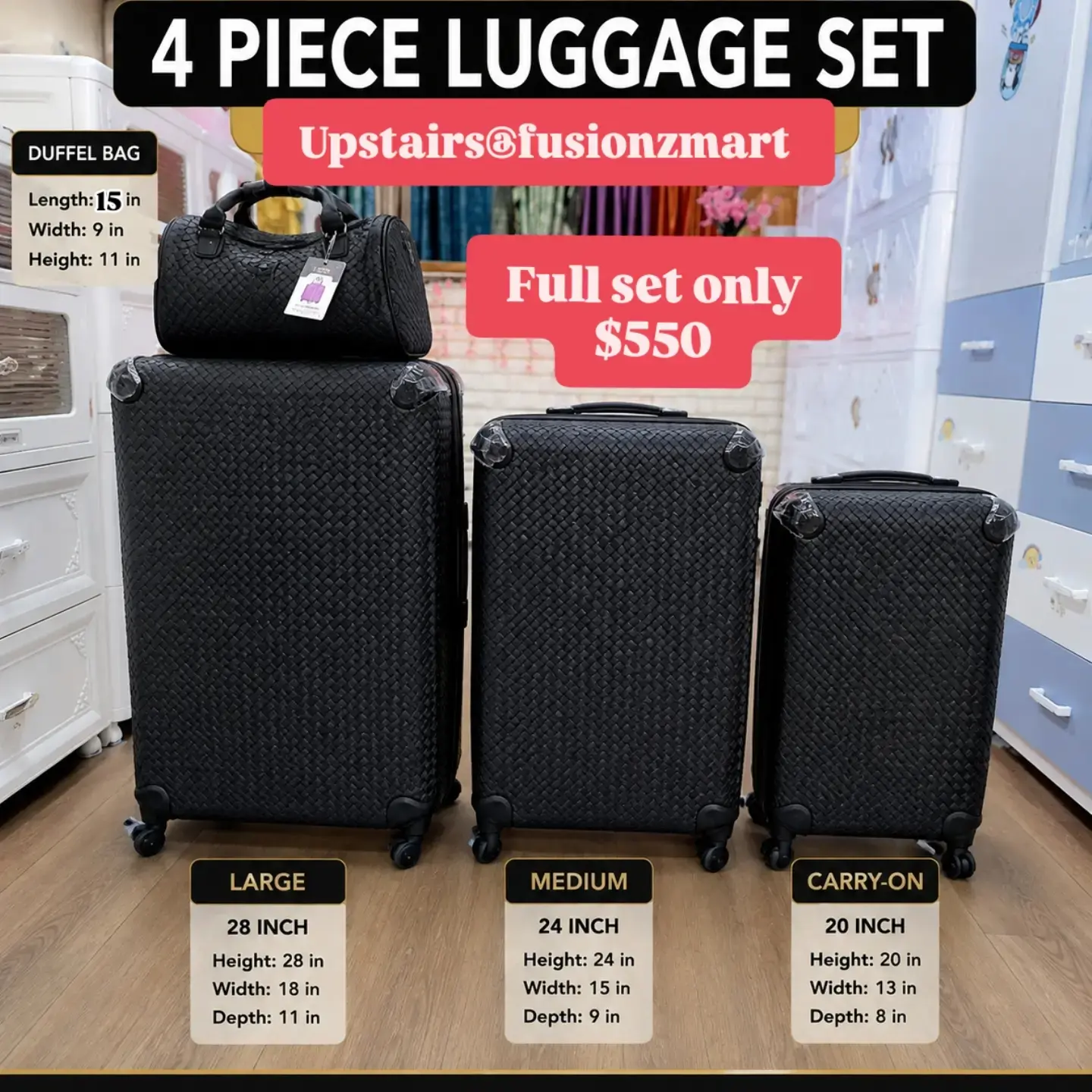4 Piece Luggage Set – Full Set Only $550 at Fusionz Mart