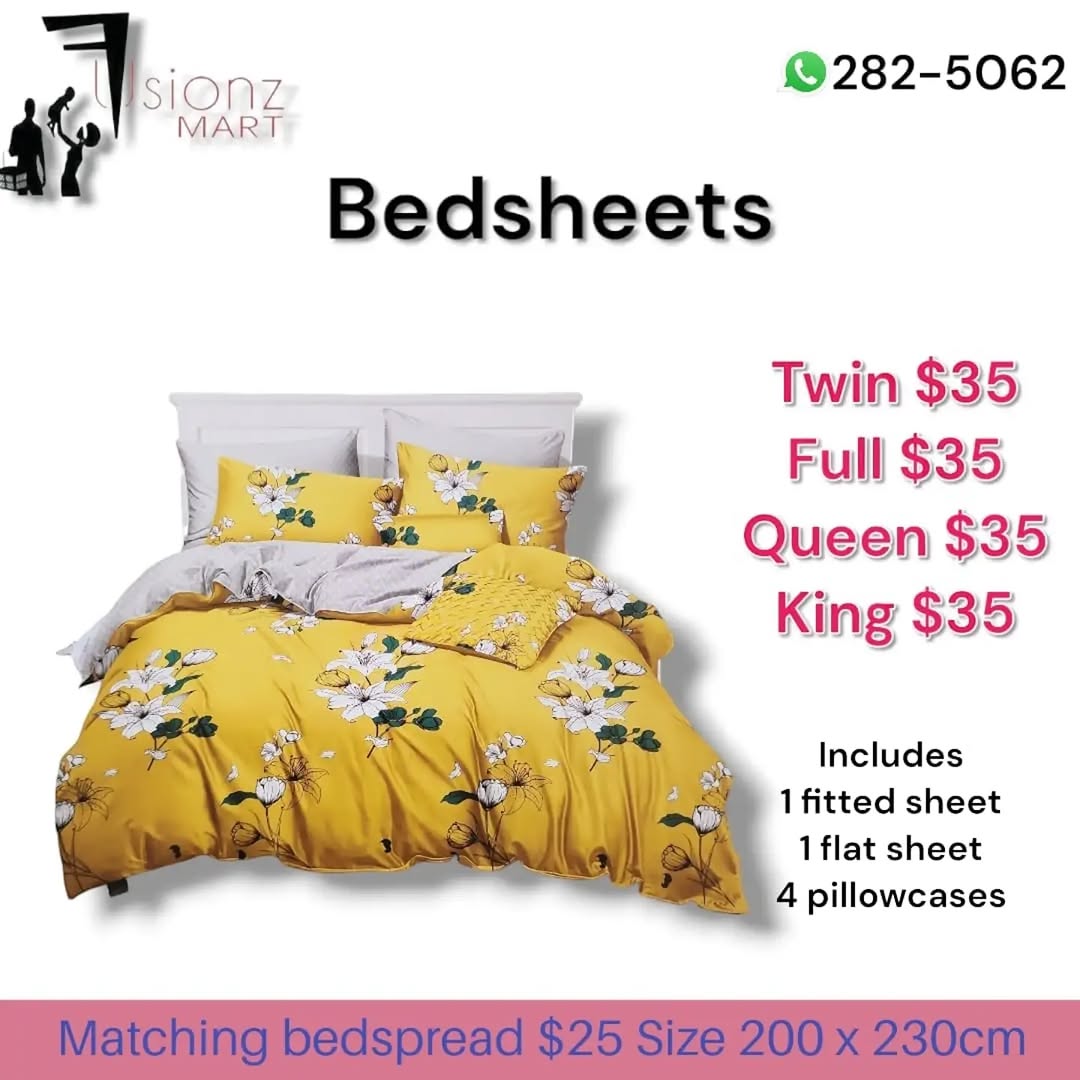 Bedsheet Sets – Twin/Full/Queen/King $35 | Matching Bedspread $25