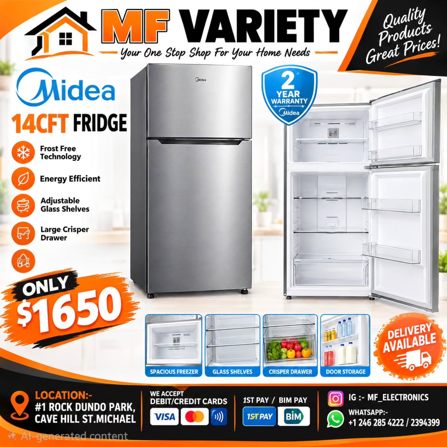 Midea 14CFT Fridge – Only $1,650 at MF Variety