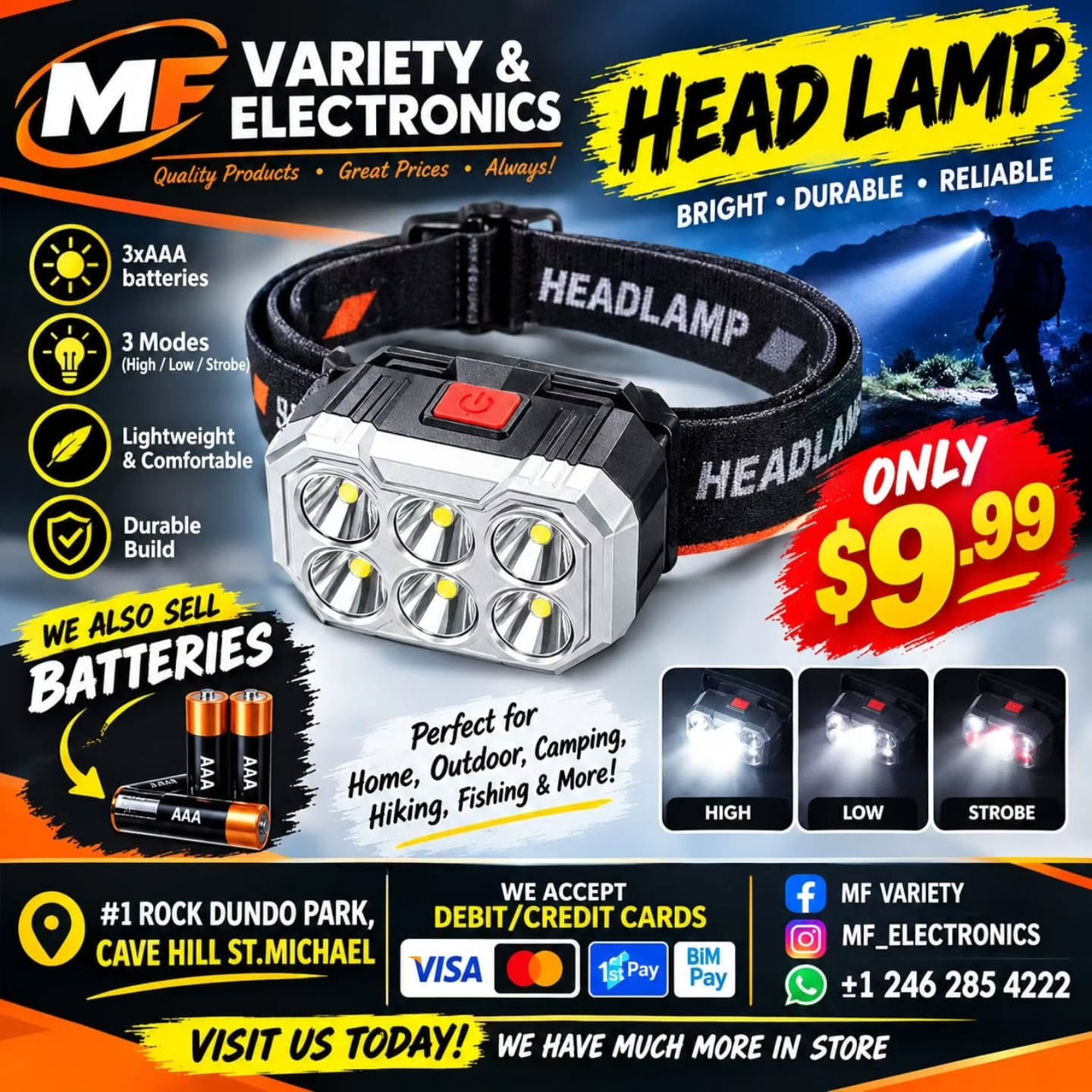 Head Lamp – Only $9.99 at MF Variety & Electronics