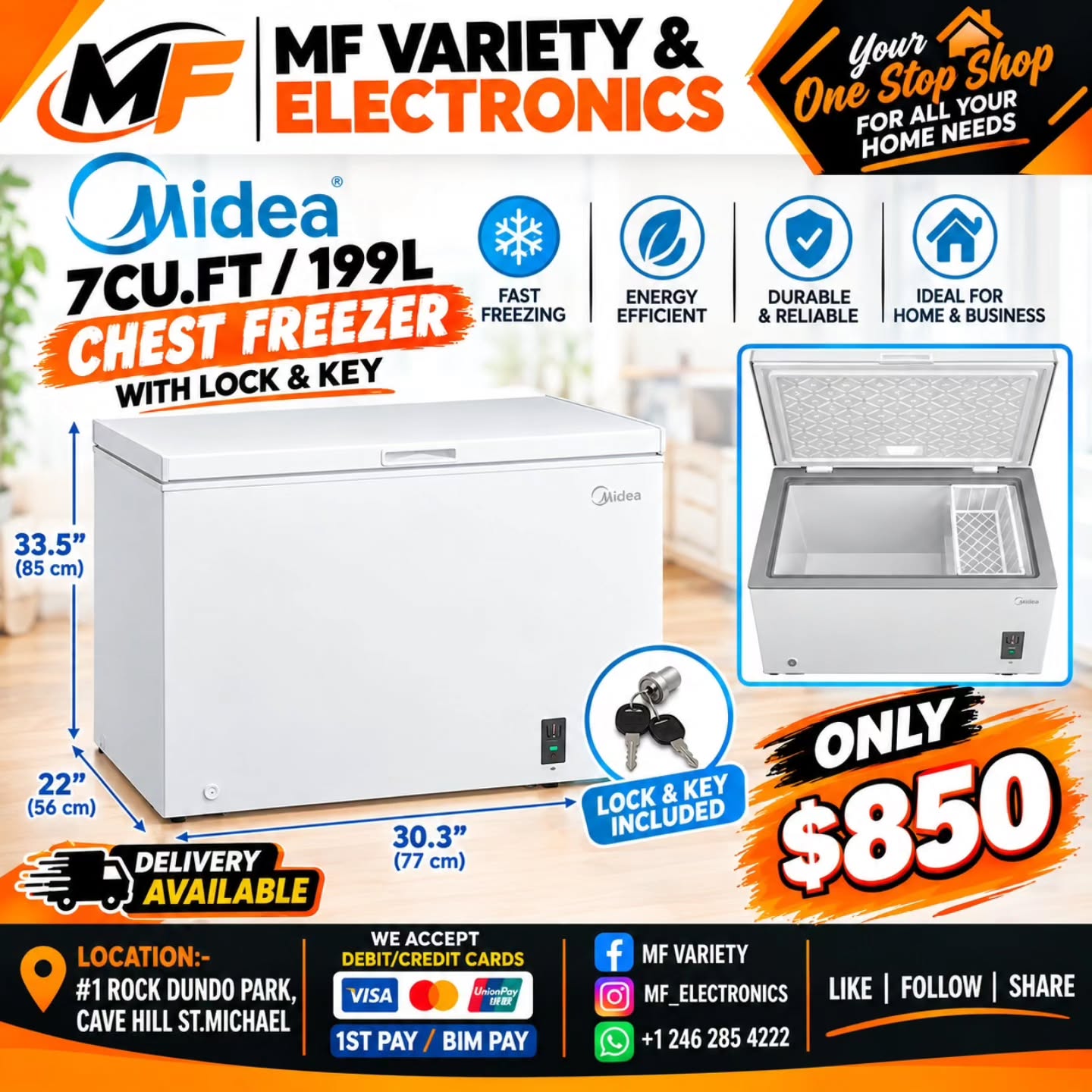 Chest & Deep Freezers with Lock – Multiple Models Available at MF Variety