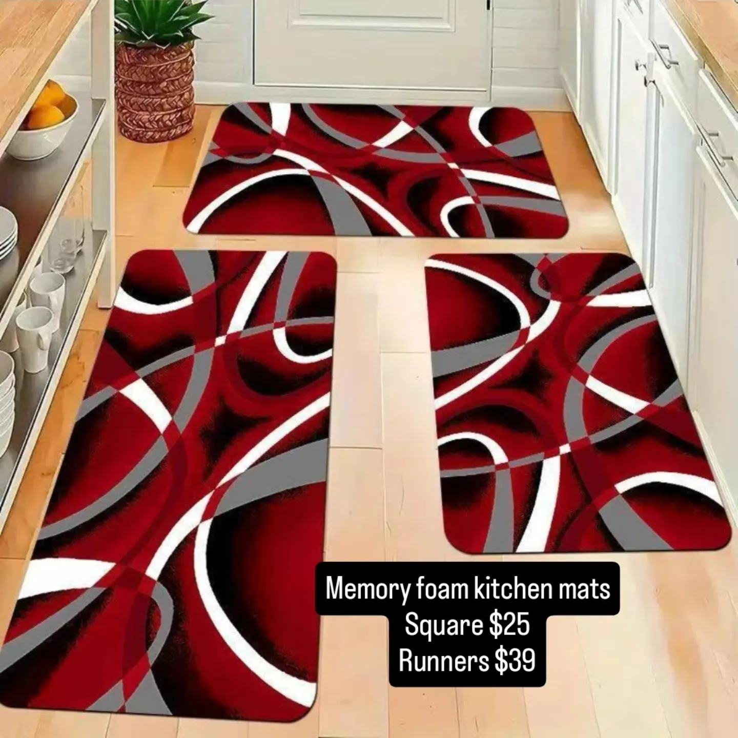 Memory Foam Kitchen Mats – Square $25, Runners $39 | 15 Colours Available