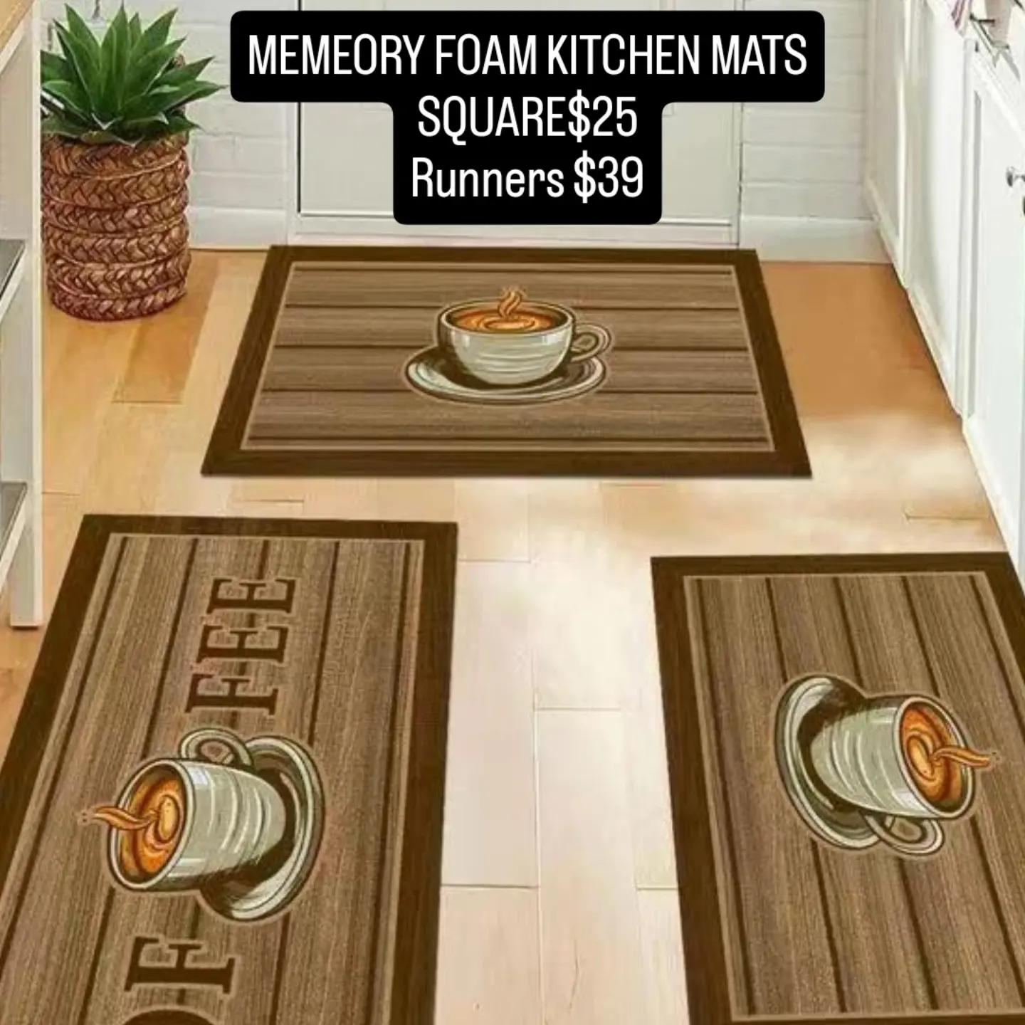 Memory Foam Kitchen Mats – Square $25, Runners $39 | 15 Colours Available