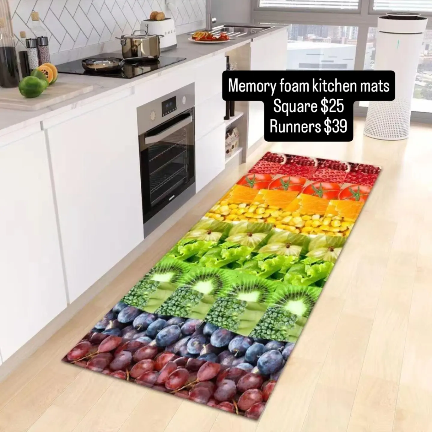 Memory Foam Kitchen Mats – Square $25, Runners $39 | 15 Colours Available