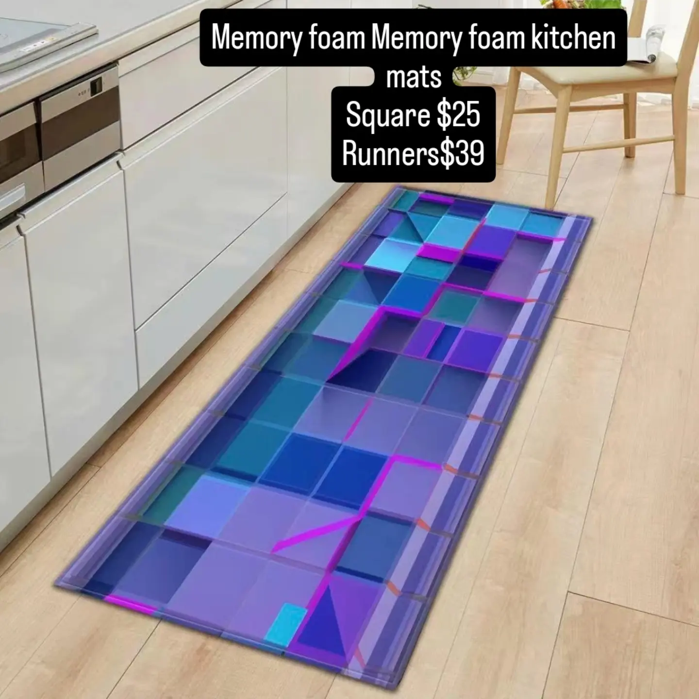 Memory Foam Kitchen Mats – Square $25, Runners $39 | 15 Colours Available