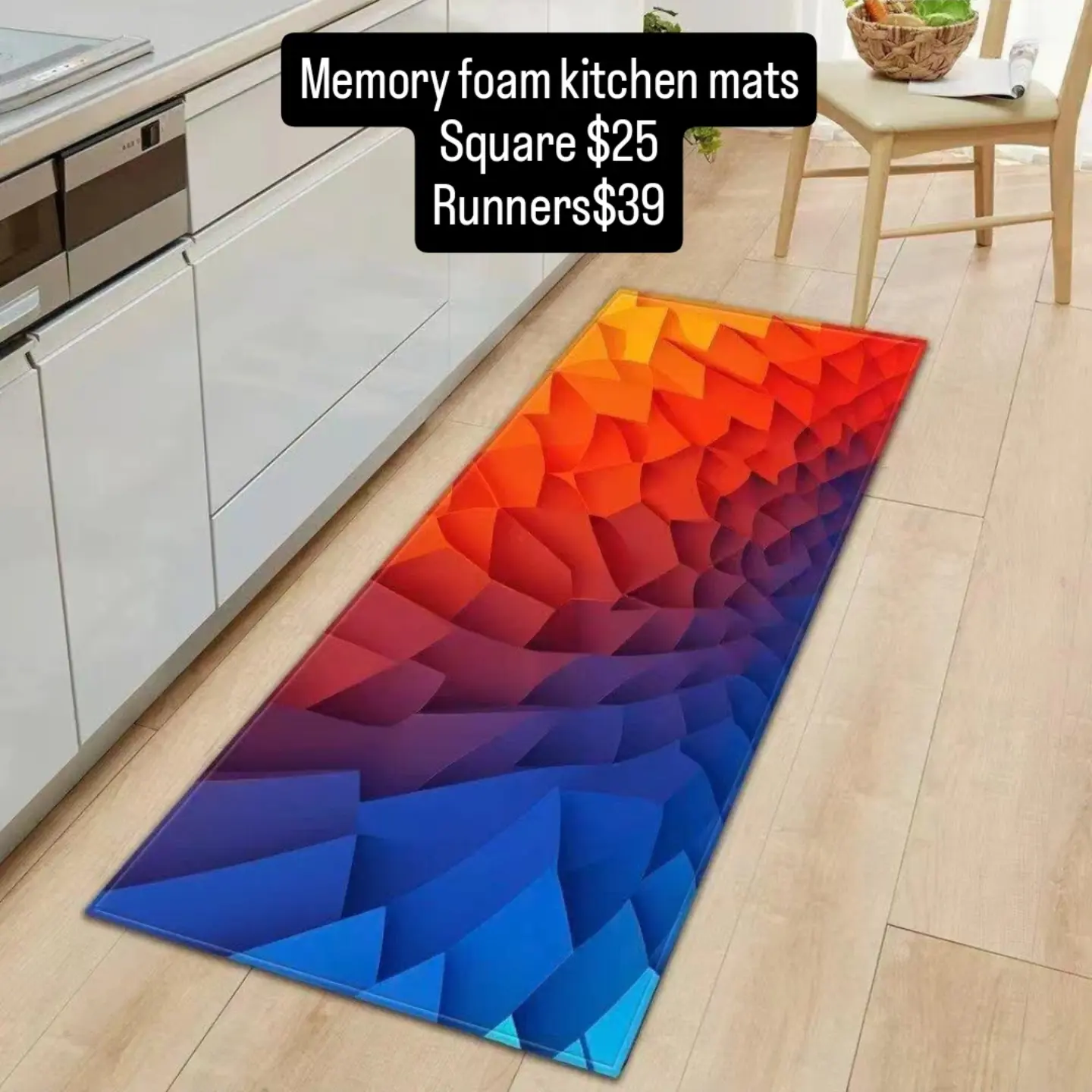 Memory Foam Kitchen Mats – Square $25, Runners $39 | 15 Colours Available