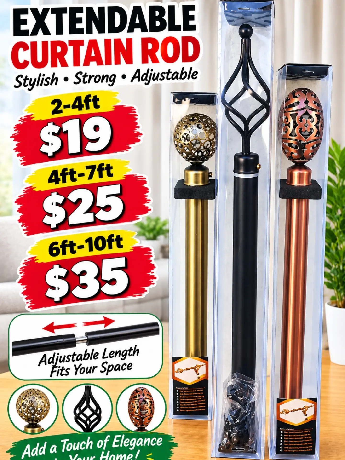 Extendable Curtain Rods from $19