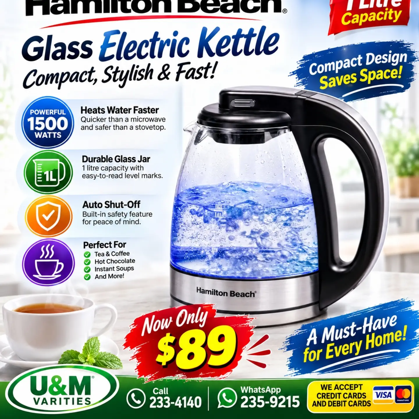 Brentwood & Hamilton Beach Appliances – Hot Air Popcorn Maker $69, Electric Kettles from $55