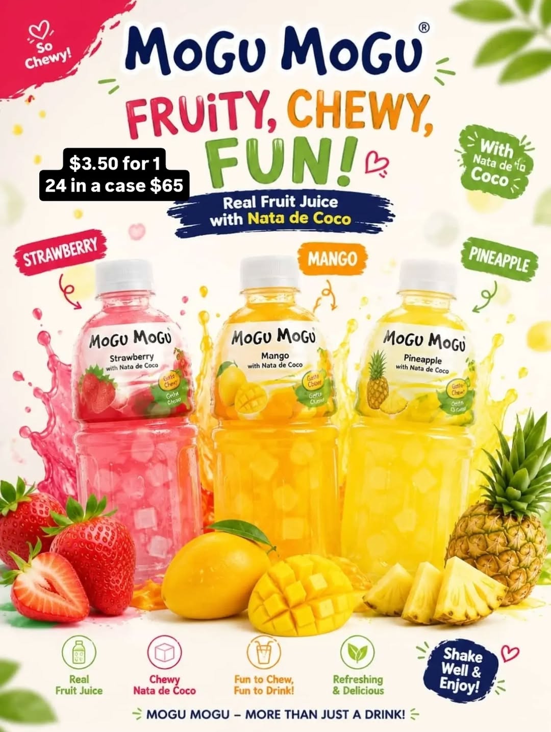 Mogu Mogu Fruity Chewy Drinks – $3.50 Each or $65 for a Case of 24