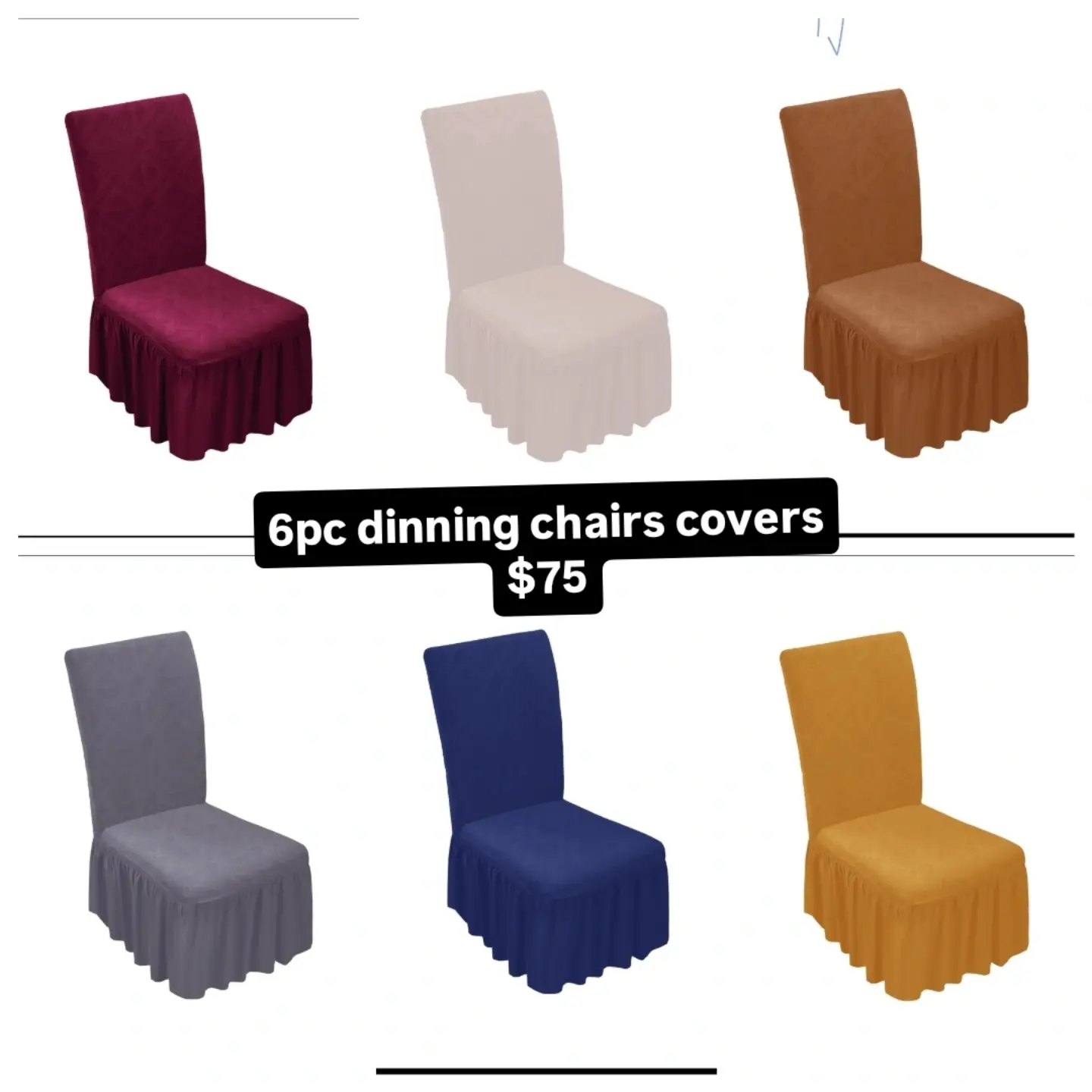 6pc Dining Chair Covers for $75