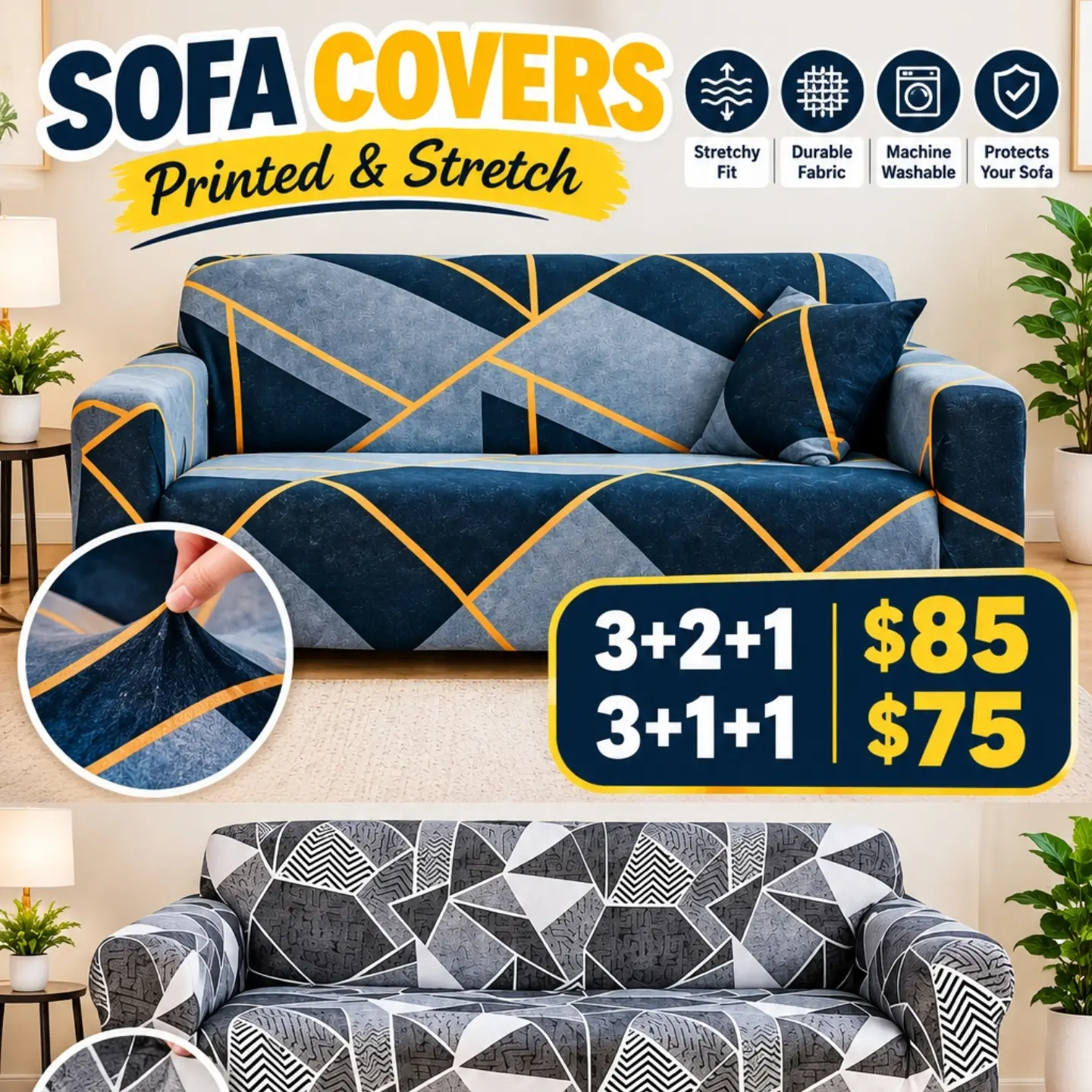 Printed & Stretch Sofa Covers & Dining Chair Covers – Bundle Pricing