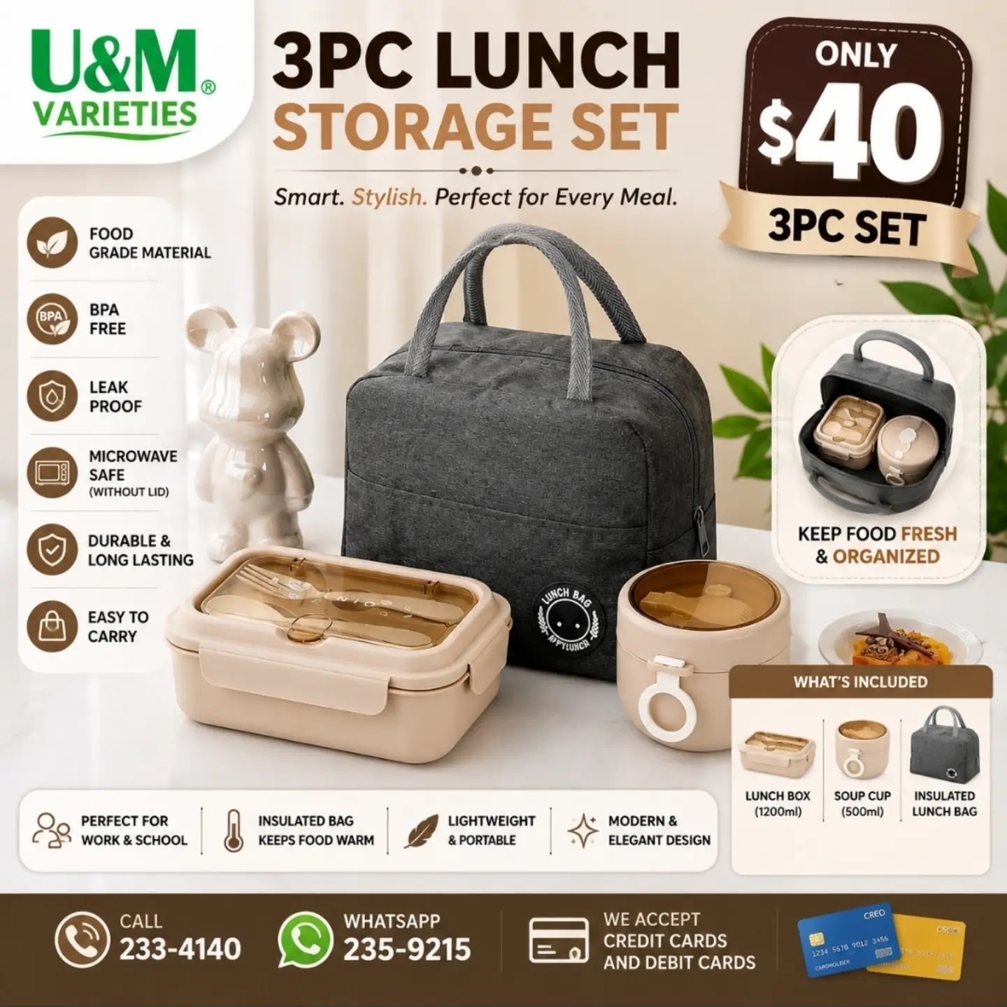 3PC Lunch Storage Set – Only $40
