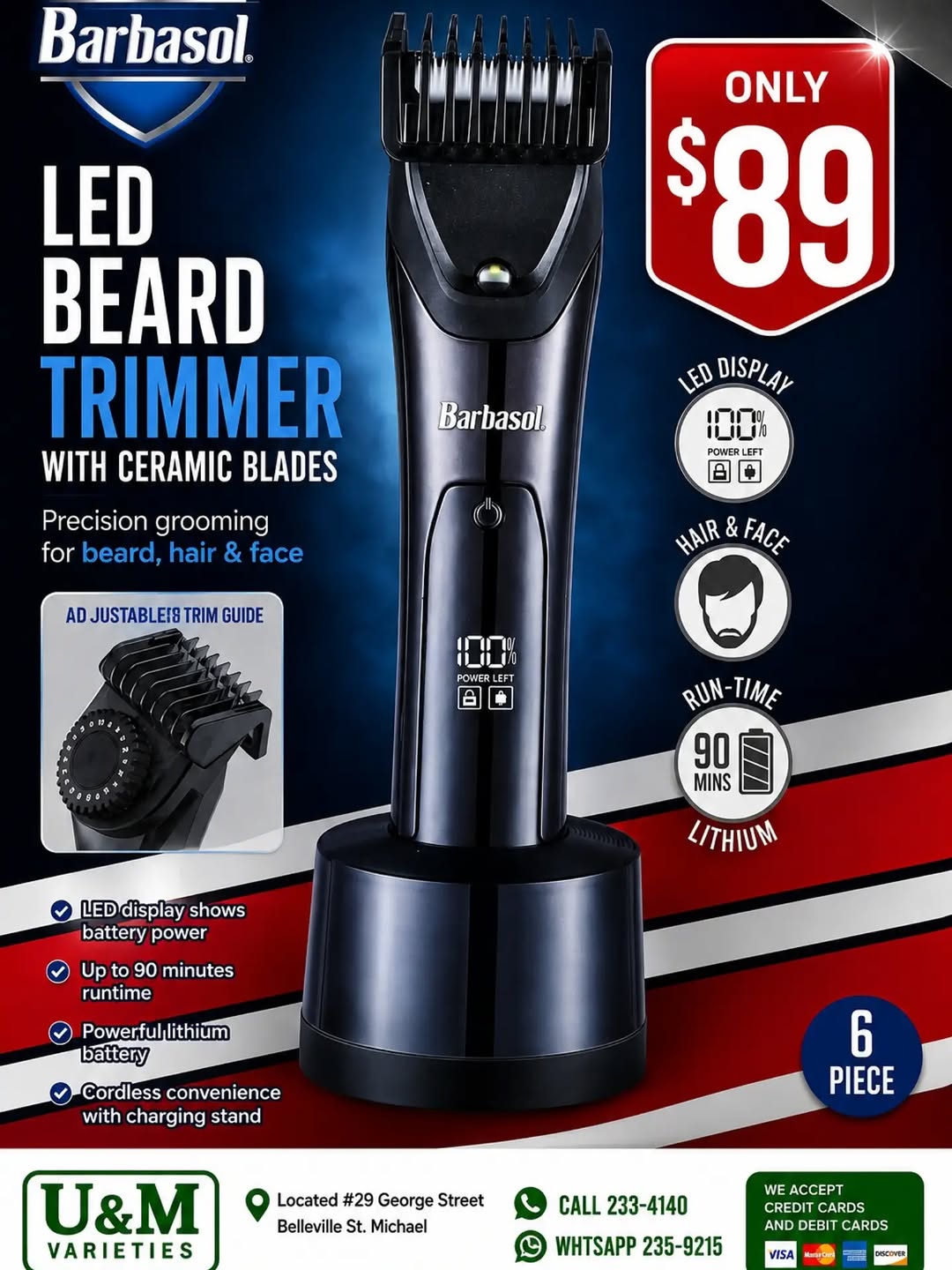 Barbasol LED Beard Trimmer with Ceramic Blades – Only $89