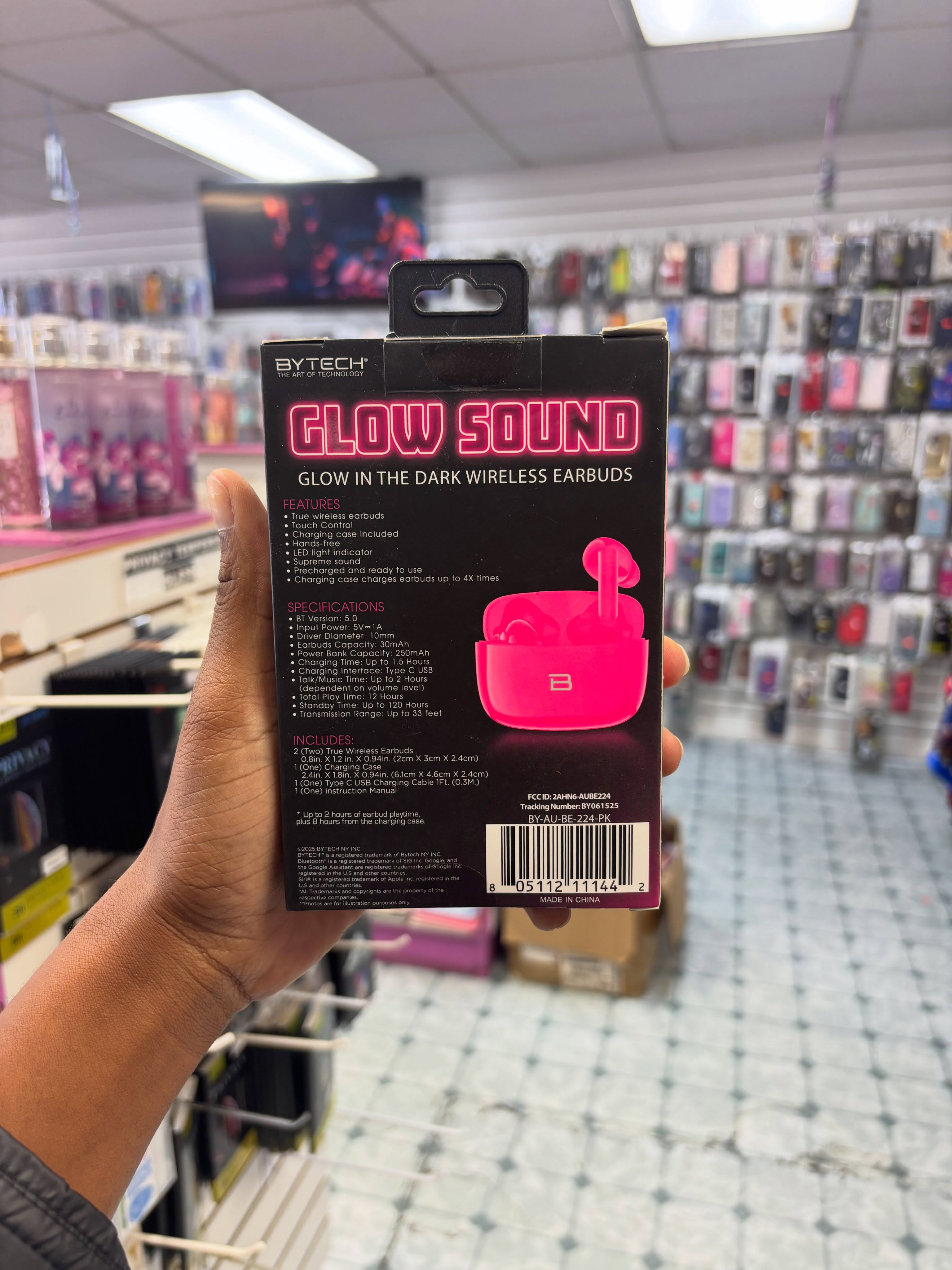 Bytech Glow Sound Pink Wireless Earbuds – $60