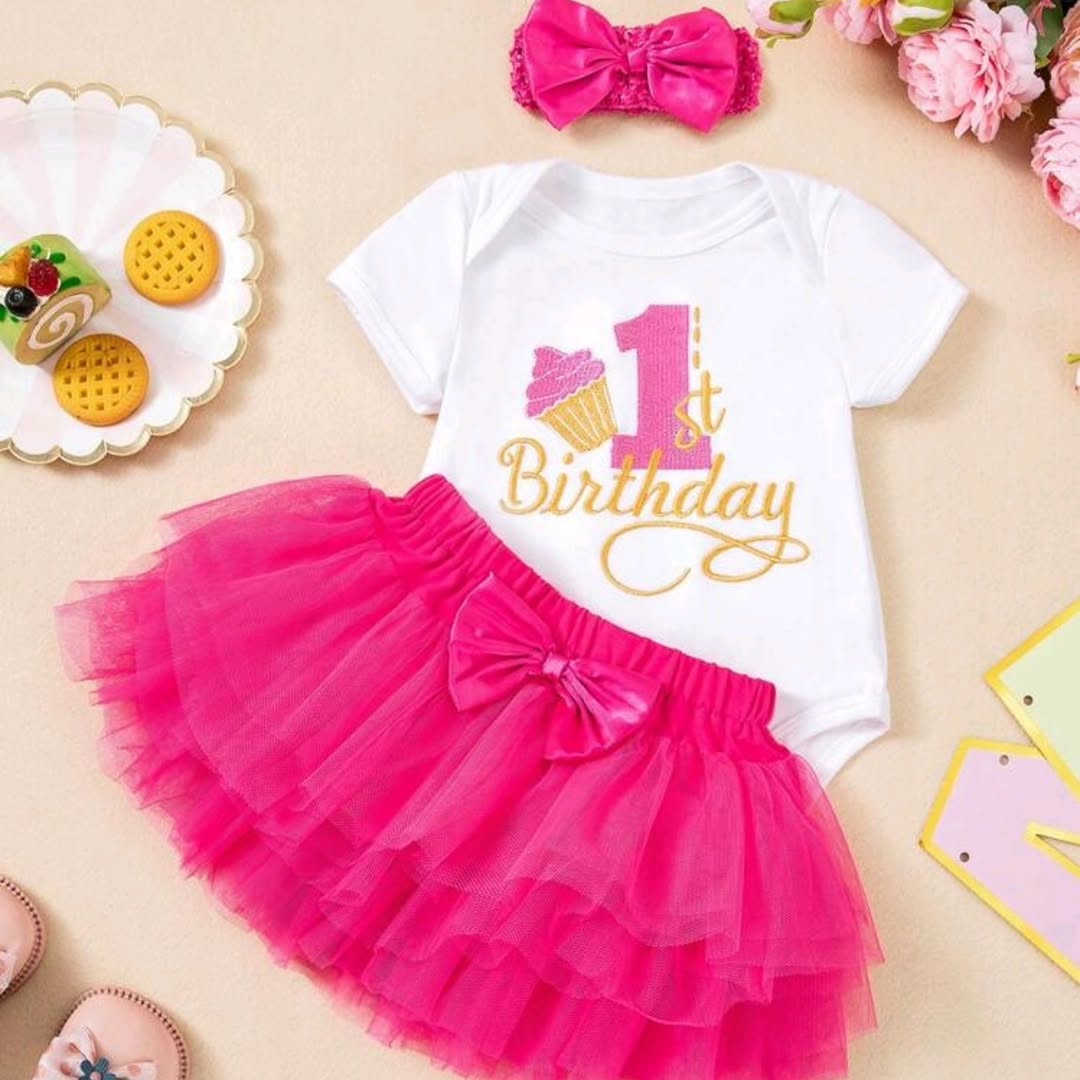 Baby Girl 1st Birthday 3-Piece Set – $70