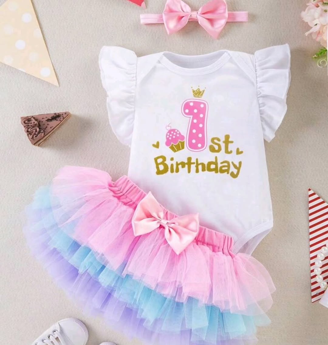 Baby Girl 1st Birthday 3-Piece Set – $70