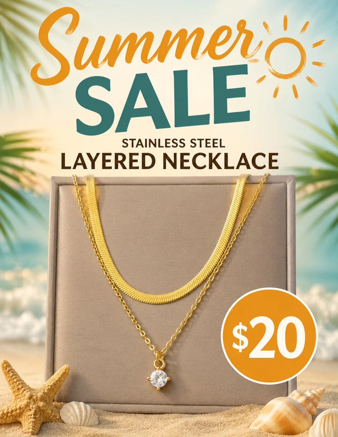 Summer Sale – Stainless Steel Layered Necklace for $20