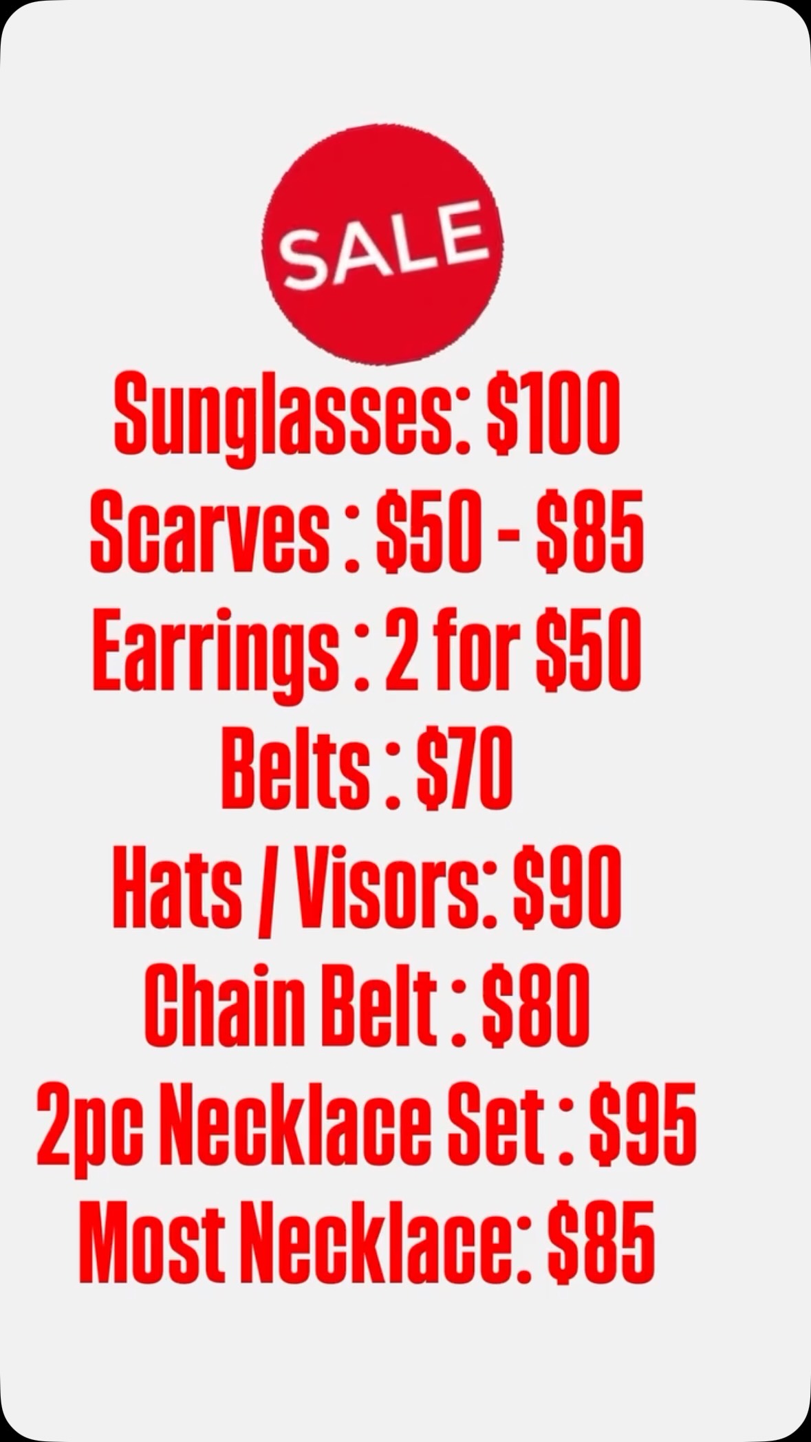 New Stock Sale – Accessories from $50