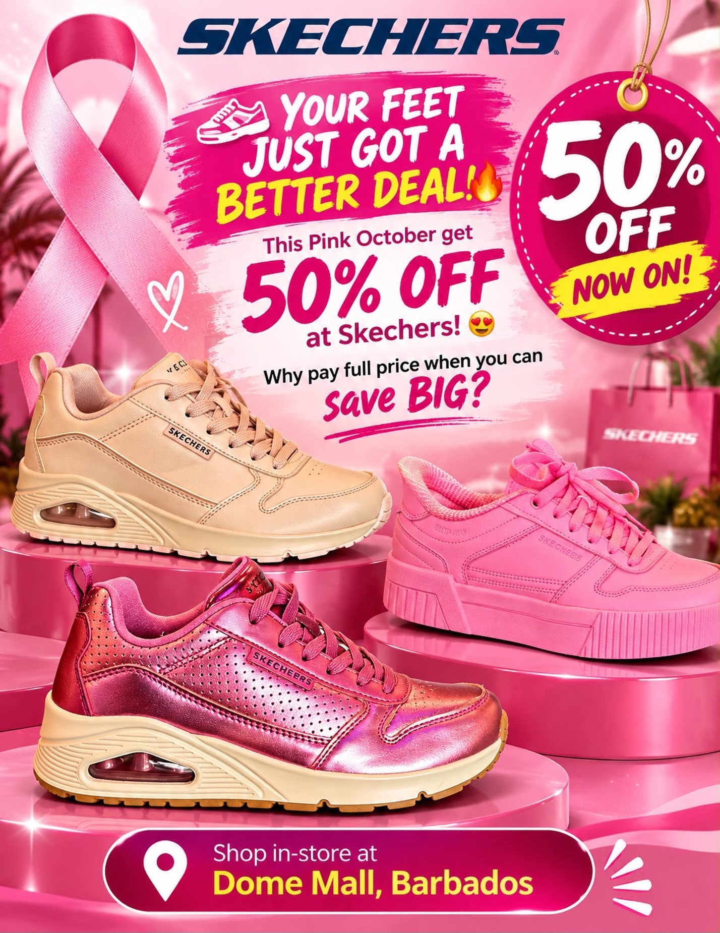 50% Off Select Skechers Styles – Pink October Sale