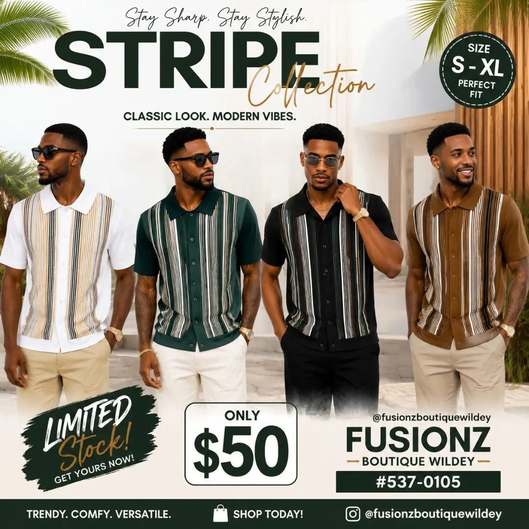 Men's Polo Shirts – $50 Each at Fusionz Boutique Wildey