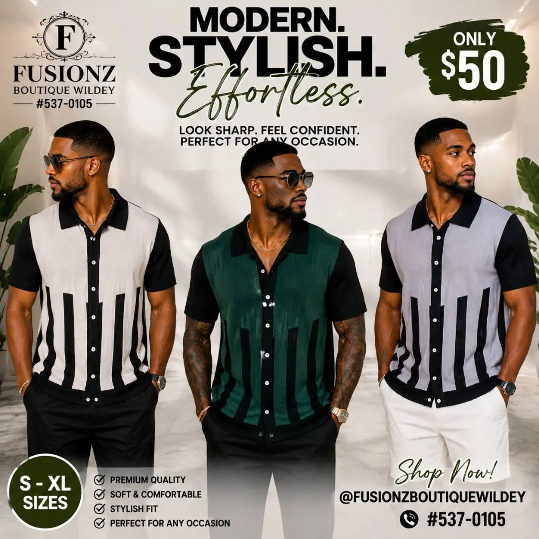 Men's Polo Shirts – $50 Each at Fusionz Boutique Wildey