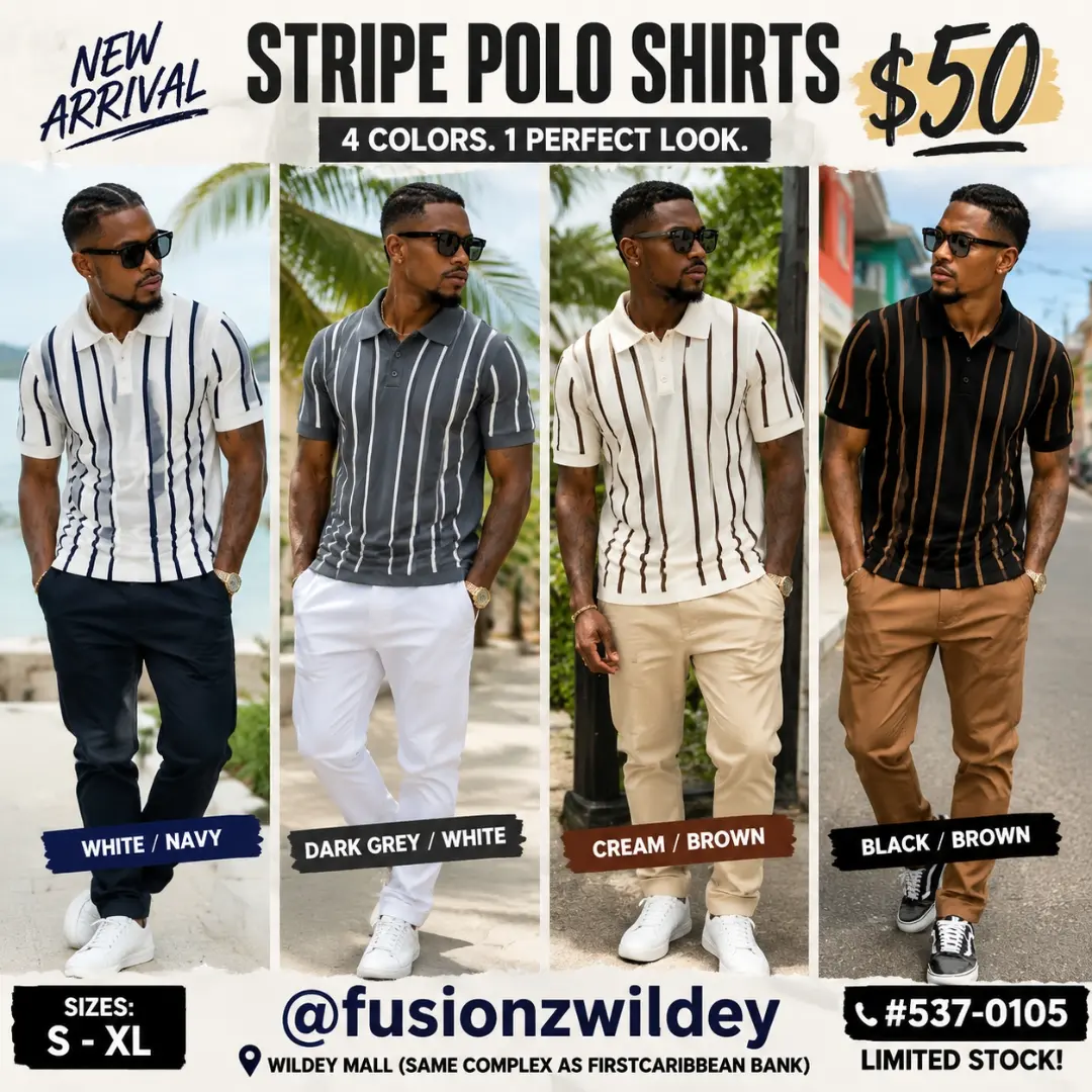Men's Polo Shirts – $50 Each at Fusionz Boutique Wildey