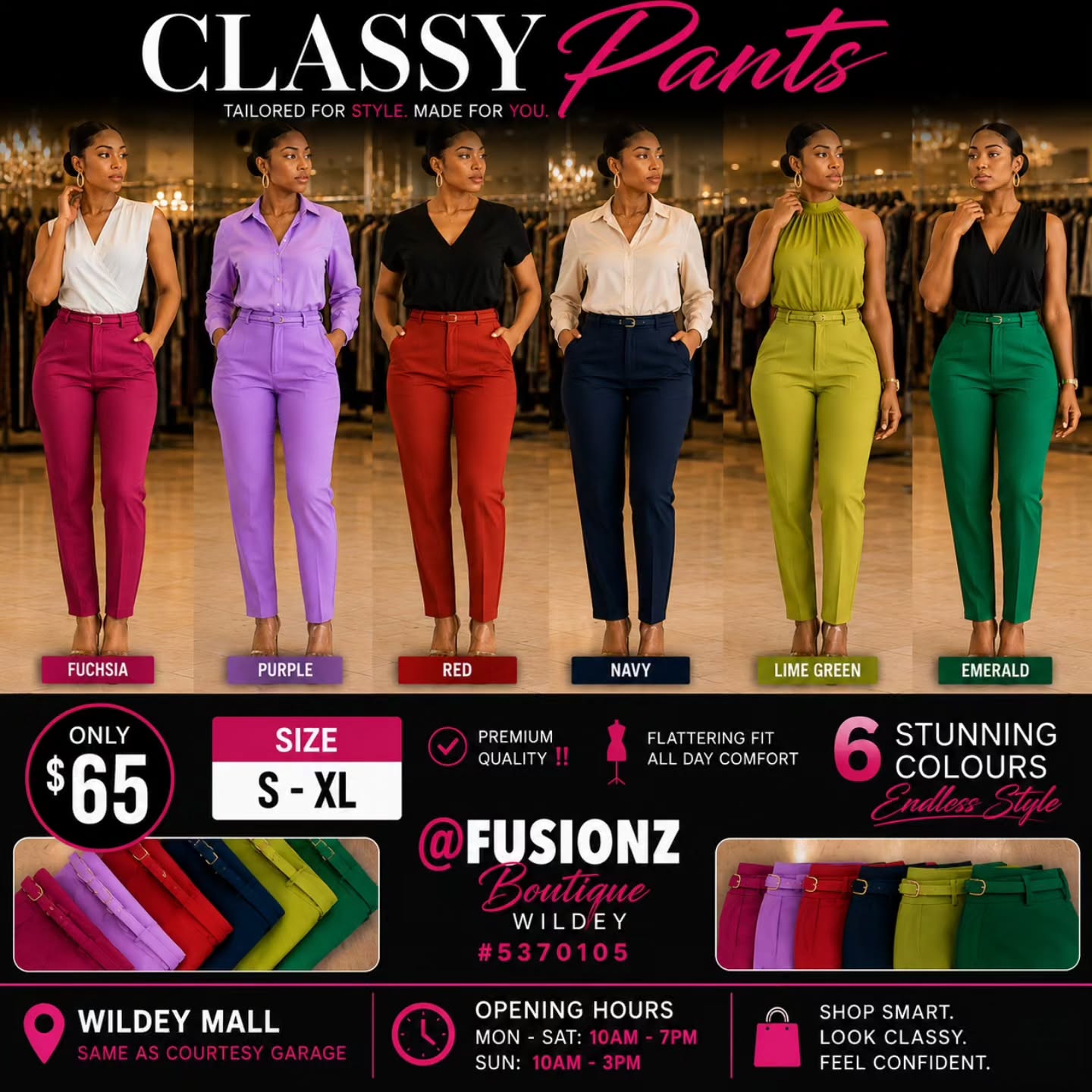 Classy Pants – Only $65 at Fusionz Boutique Wildey