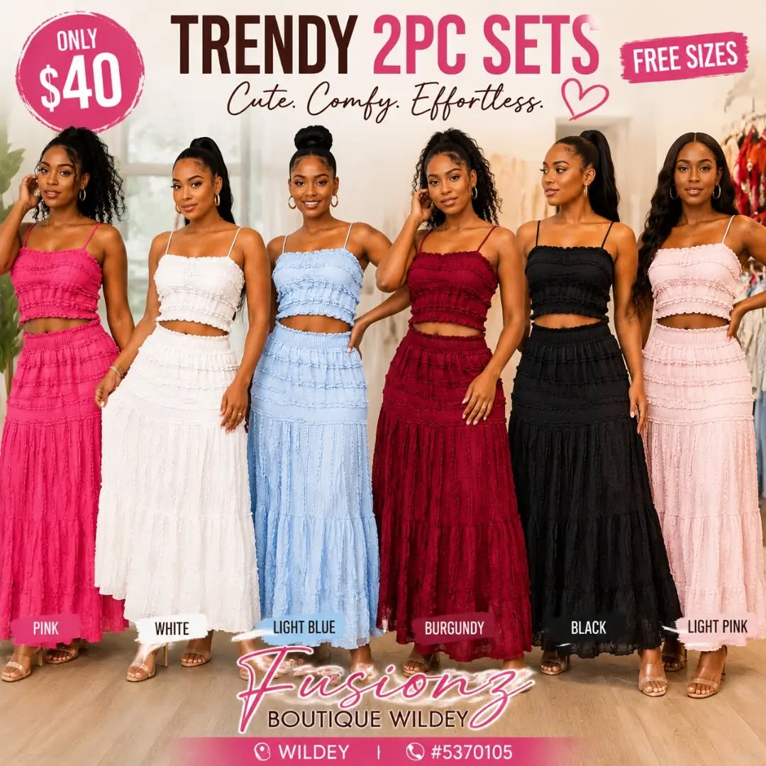 Trendy 2PC Sets – Only $40, Free Sizes | Fusionz Boutique Wildey