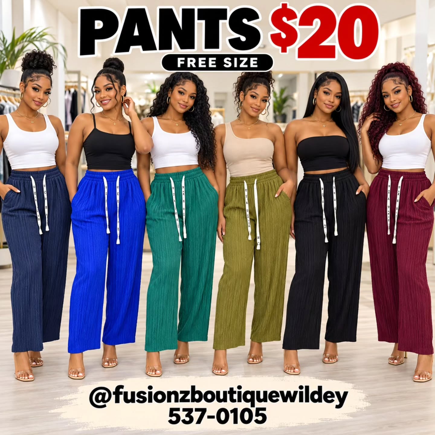Pants & Short Pants $20 – Free Size at Fusionz Boutique Wildey