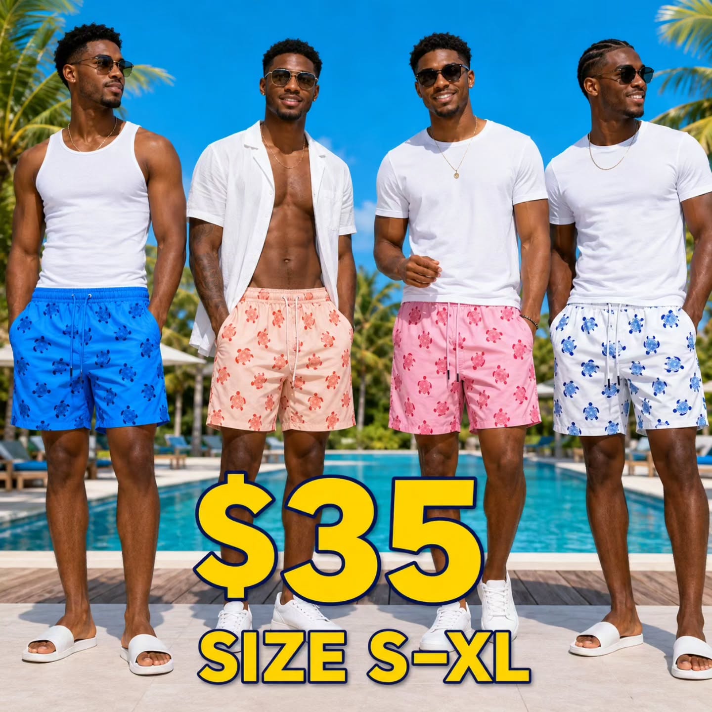 Men's Beach Shorts – $35 & $40 | Sizes S–XL at Fusionz Boutique Wildey