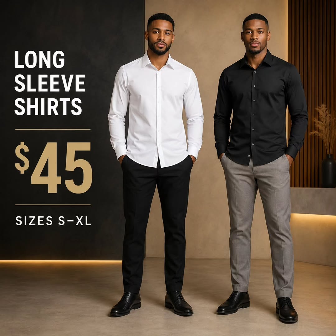 Men's Shirts – Long Sleeve $45 & Plus Size Short Sleeve $40 at Fusionz Boutique Wildey
