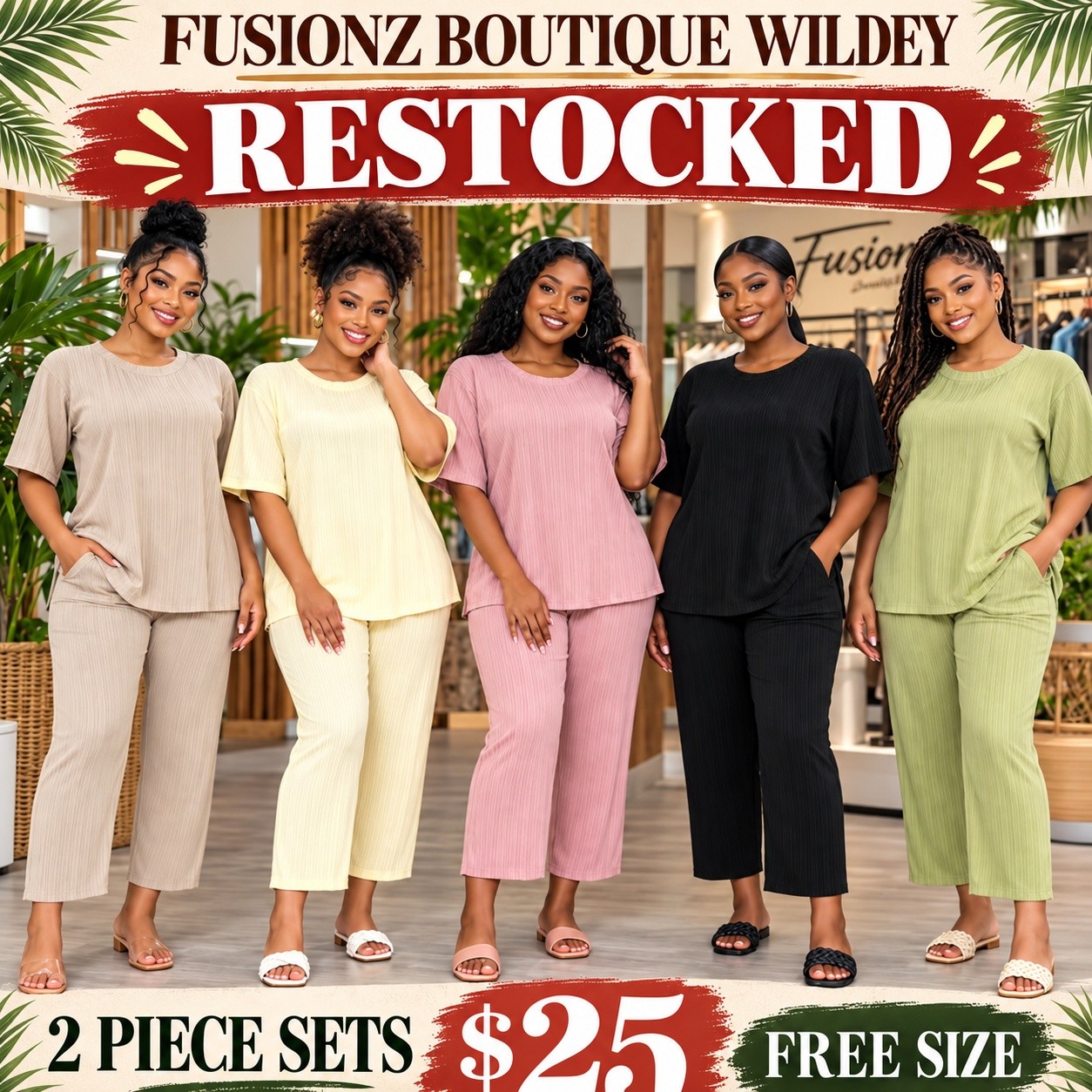 2 Piece Sets & Suits from $25 at Fusionz Boutique Wildey