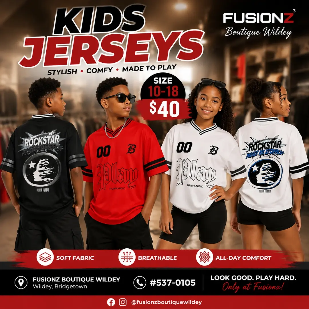 Kids Jerseys – Sizes 10–18 for Only $40 at Fusionz Boutique Wildey