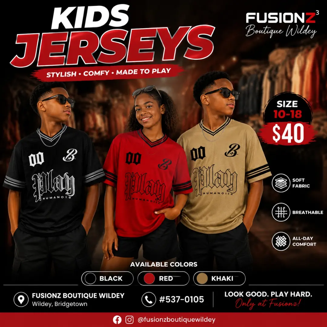 Kids Jerseys – Sizes 10–18 for Only $40 at Fusionz Boutique Wildey