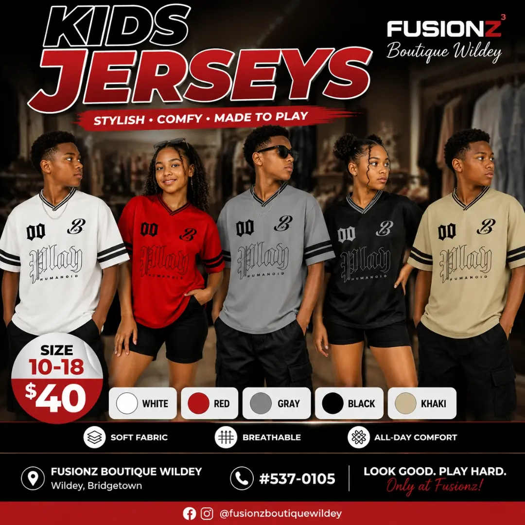 Kids Jerseys – Sizes 10–18 for Only $40 at Fusionz Boutique Wildey