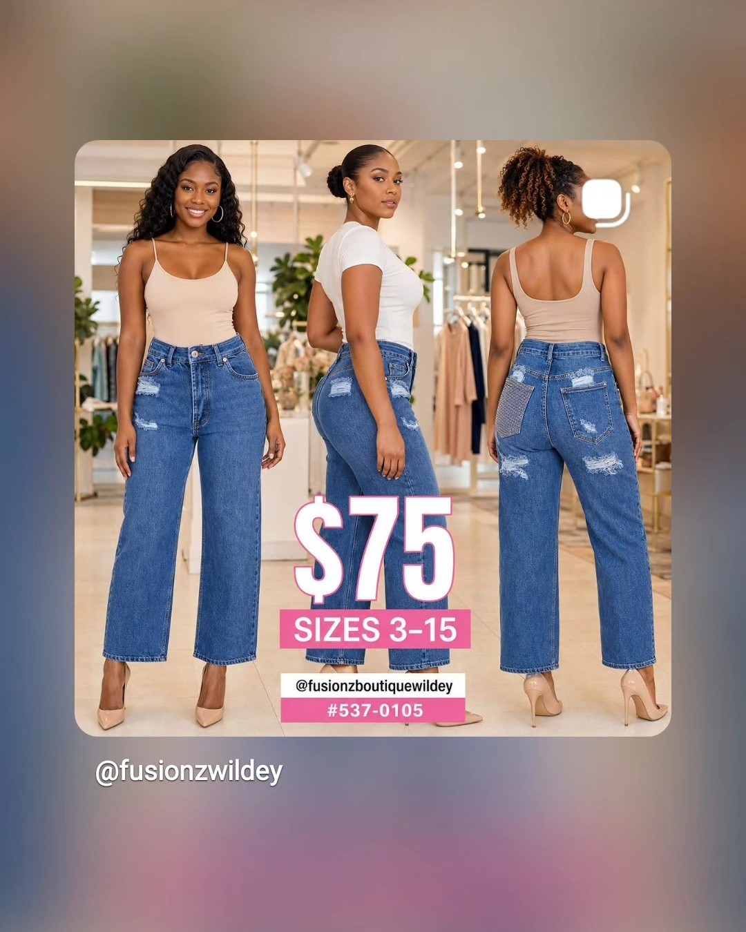 Fusionz Boutique Wildey – Jeans $75 | Sizes 3–15